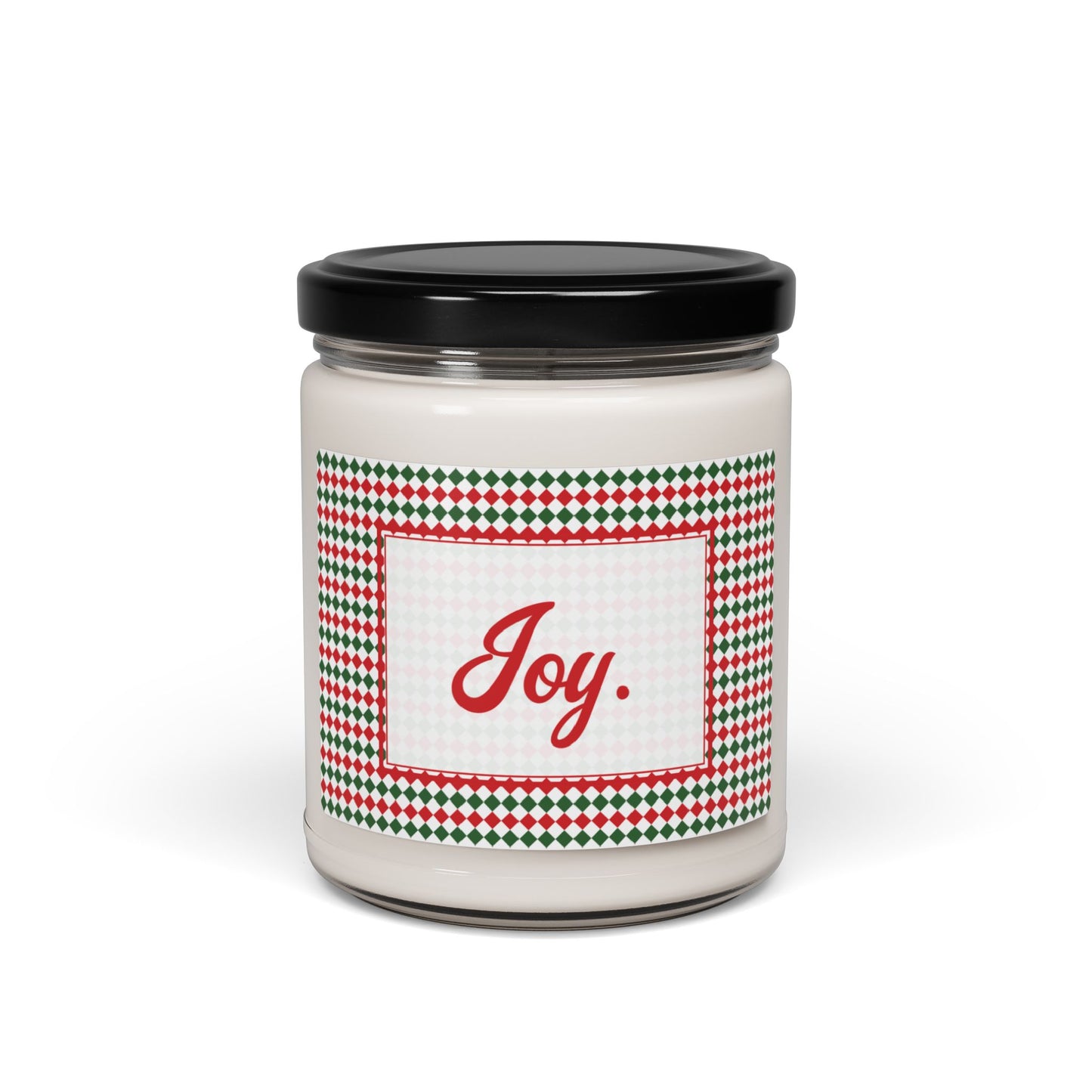 Joy- Christmas Argyle Scented Soy Candle, 9oz