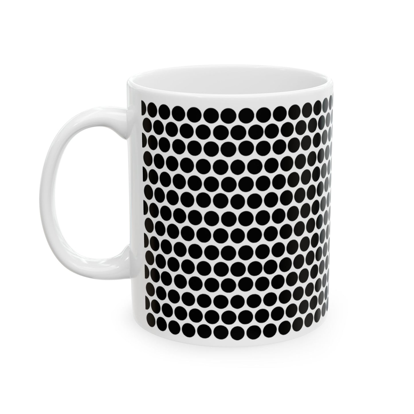 Black Polka Dot Ceramic Mug, (11oz, 15oz)