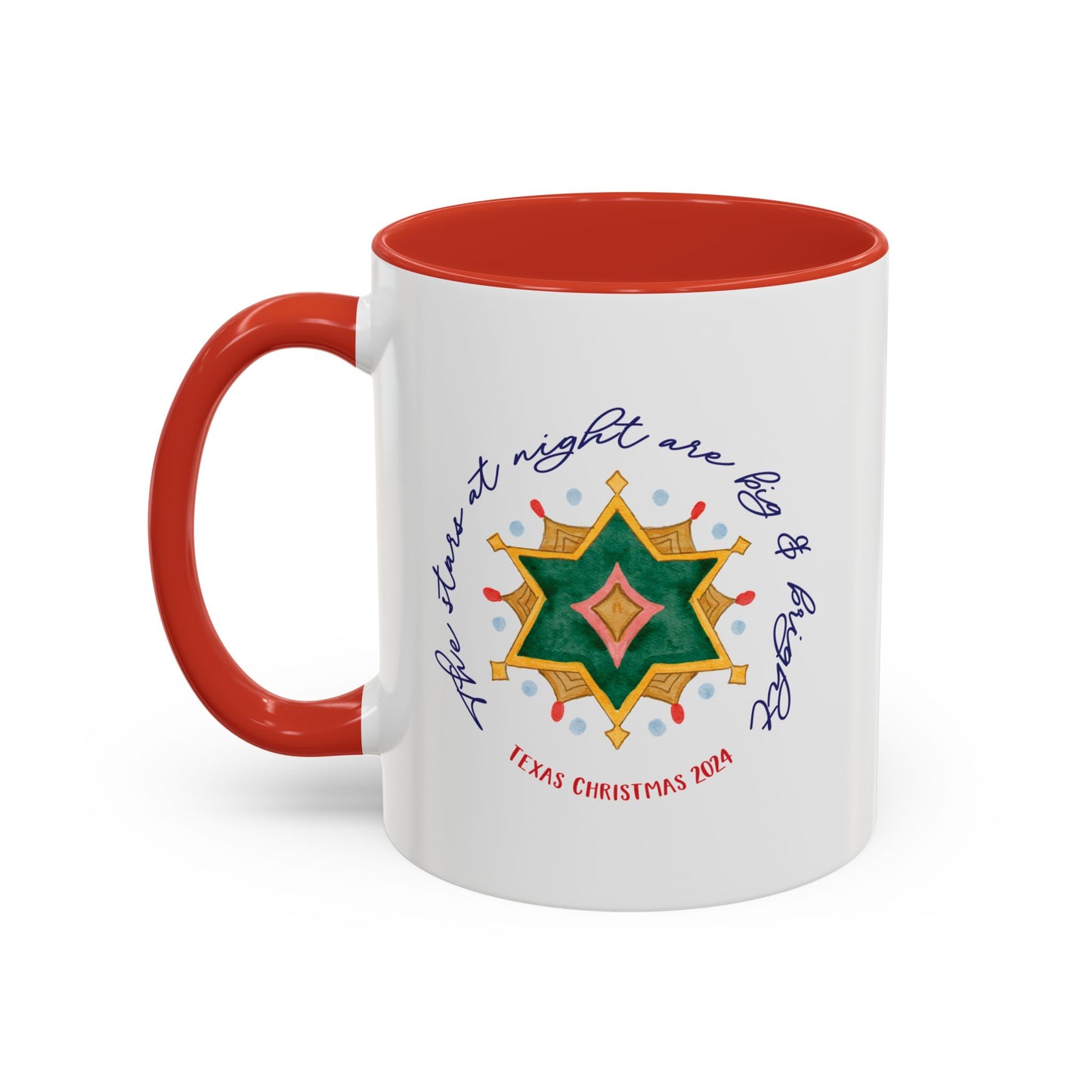 Texas Christmas Eastern Star Personalizable Christmas Ceramic Mug (11oz, 15 oz)