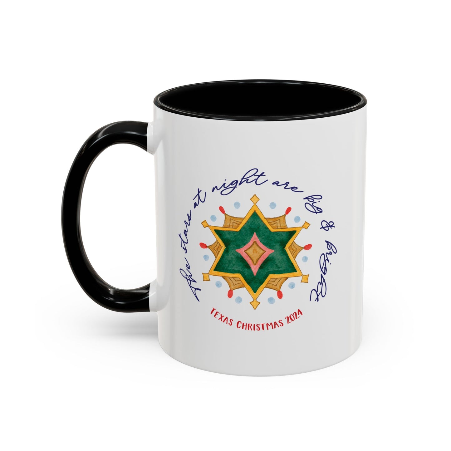 Texas Christmas Eastern Star Personalizable Christmas Ceramic Mug (11oz, 15 oz)