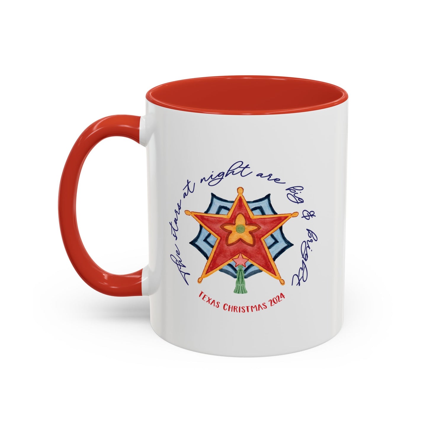 Texas Christmas Western Star Personalizable Christmas Ceramic Mug (11oz, 15 oz)