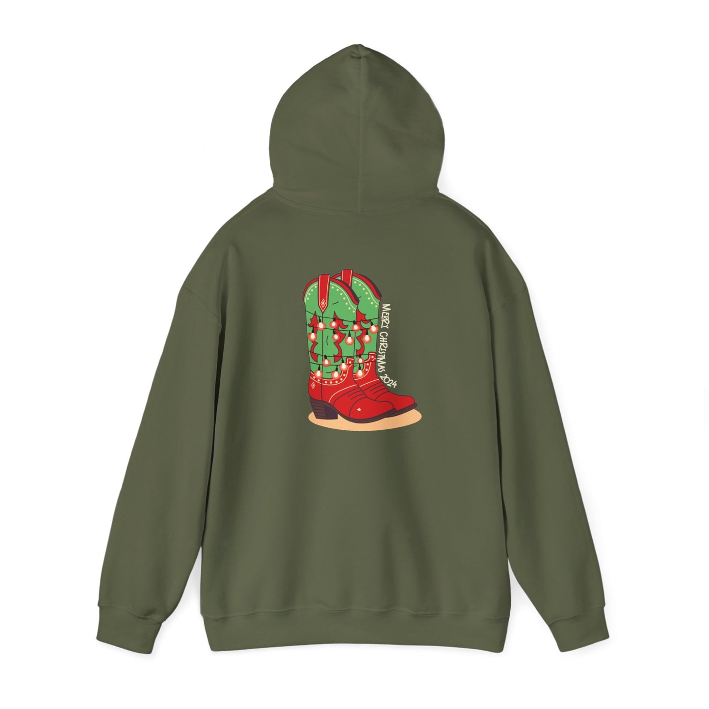 Dasher- Texas Christmas Cowboy Boots Unisex Heavy Blend™ Hooded Sweatshirt