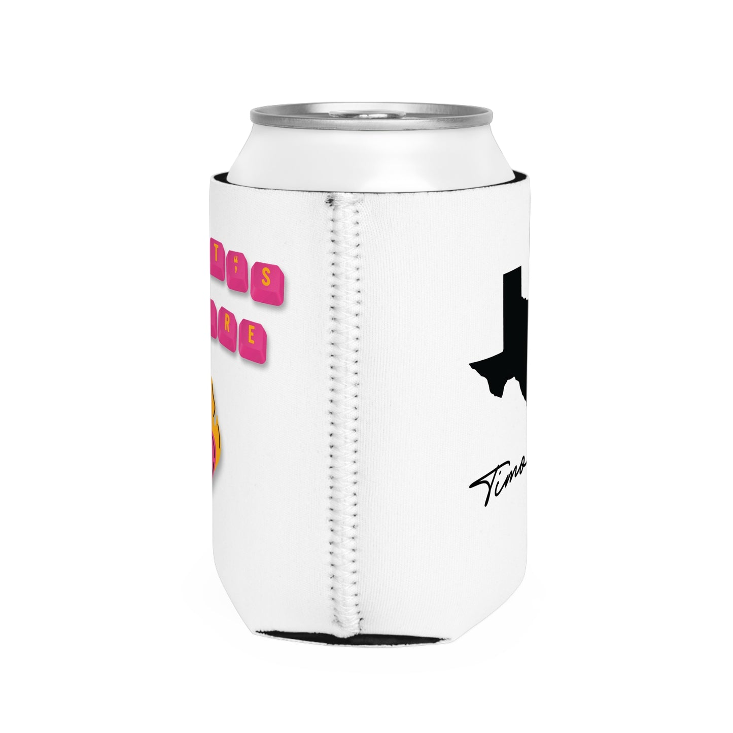 HEARTS ON FIRE Key Caps Flaming Heart Valentines Texas State Cut-Out Personalize Custom Name Can Cooler Sleeve