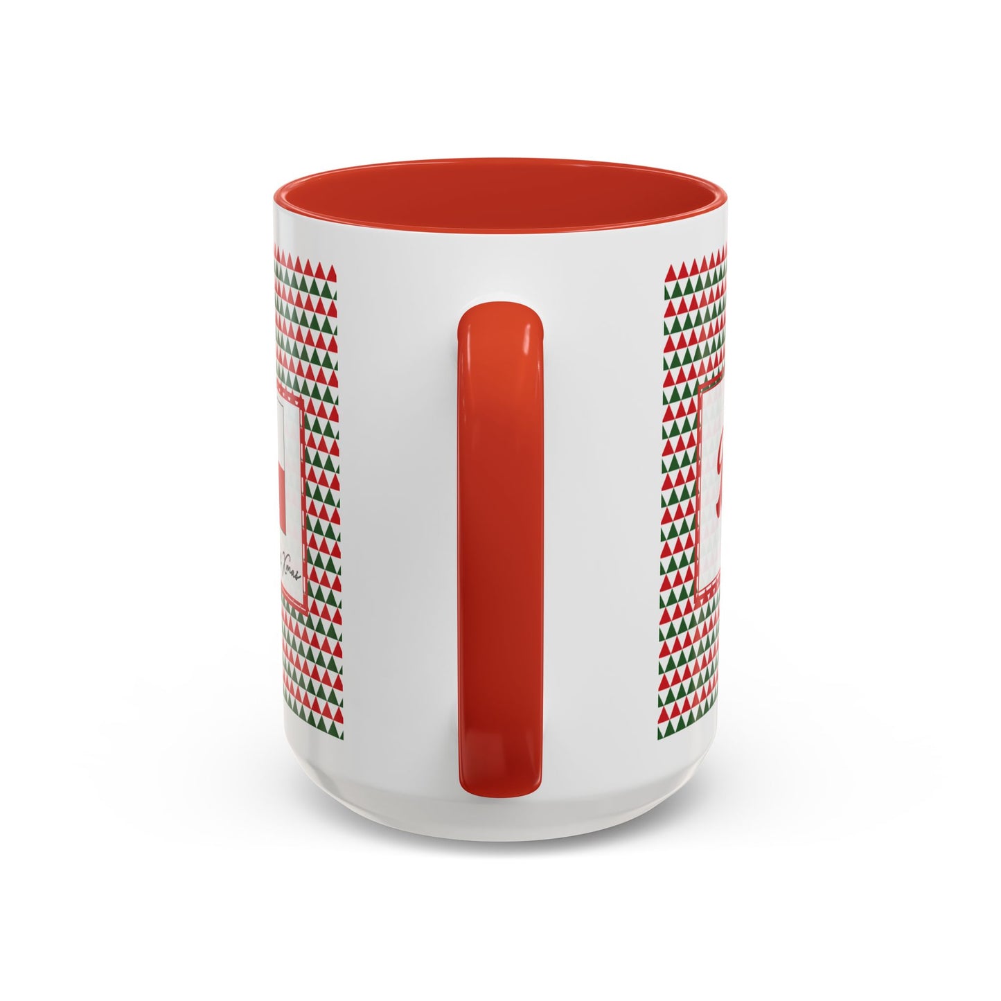 Blitz- Red & Green Triangles Personalizable Christmas Ceramic Mug (11oz, 15 oz)