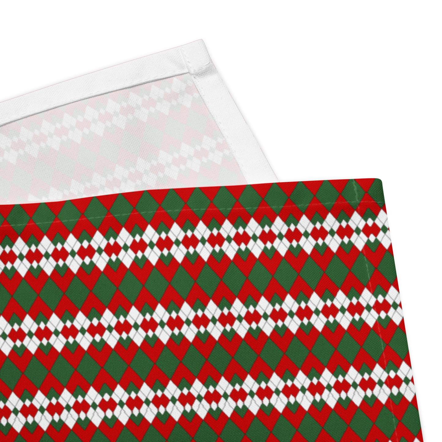 Extra Red Green & White Argyle Polyester Napkins | Christmas Holiday Cloth Napkin Set, Bold Festive Dining Décor