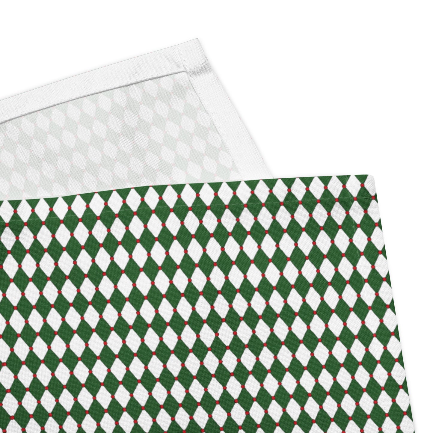 Nutcracker Drummer Green Argyle Polyester Napkins | Christmas Holiday Cloth Napkin Set, Festive Diamond Check Décor