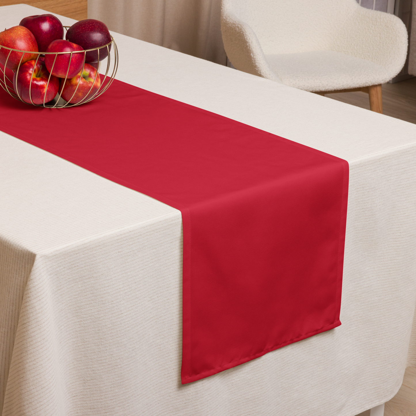 Red Christmas Table Runner | Washable Holiday Dining Decor, Festive Classic Style