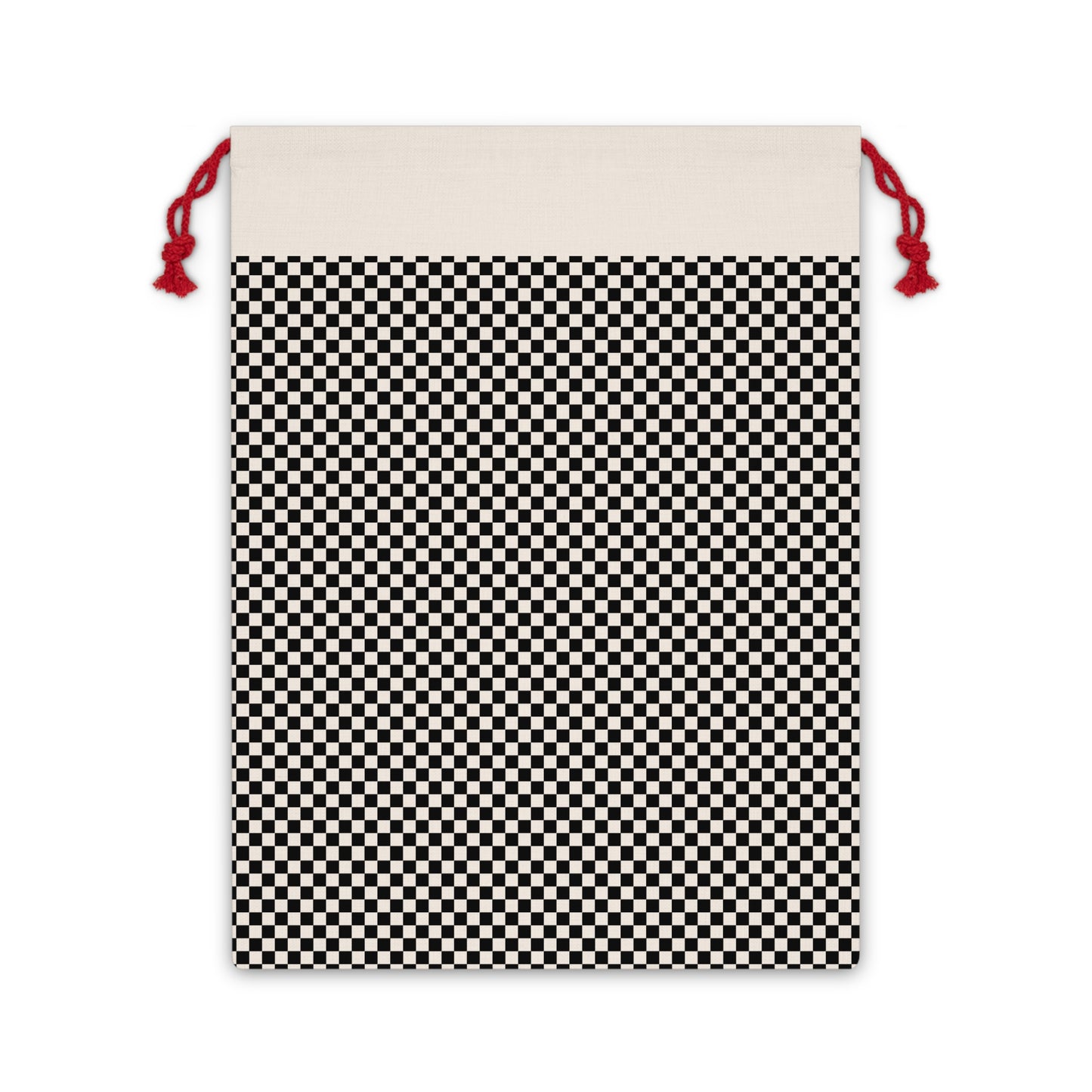 Black White Checkerboard Pattern Canvas Gift Bag | Reusable Drawstring Pouch