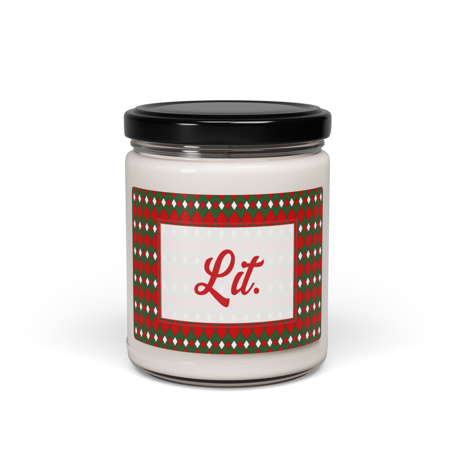 Lit- Christmas Fancy Argyle Scented Soy Candle, 9oz