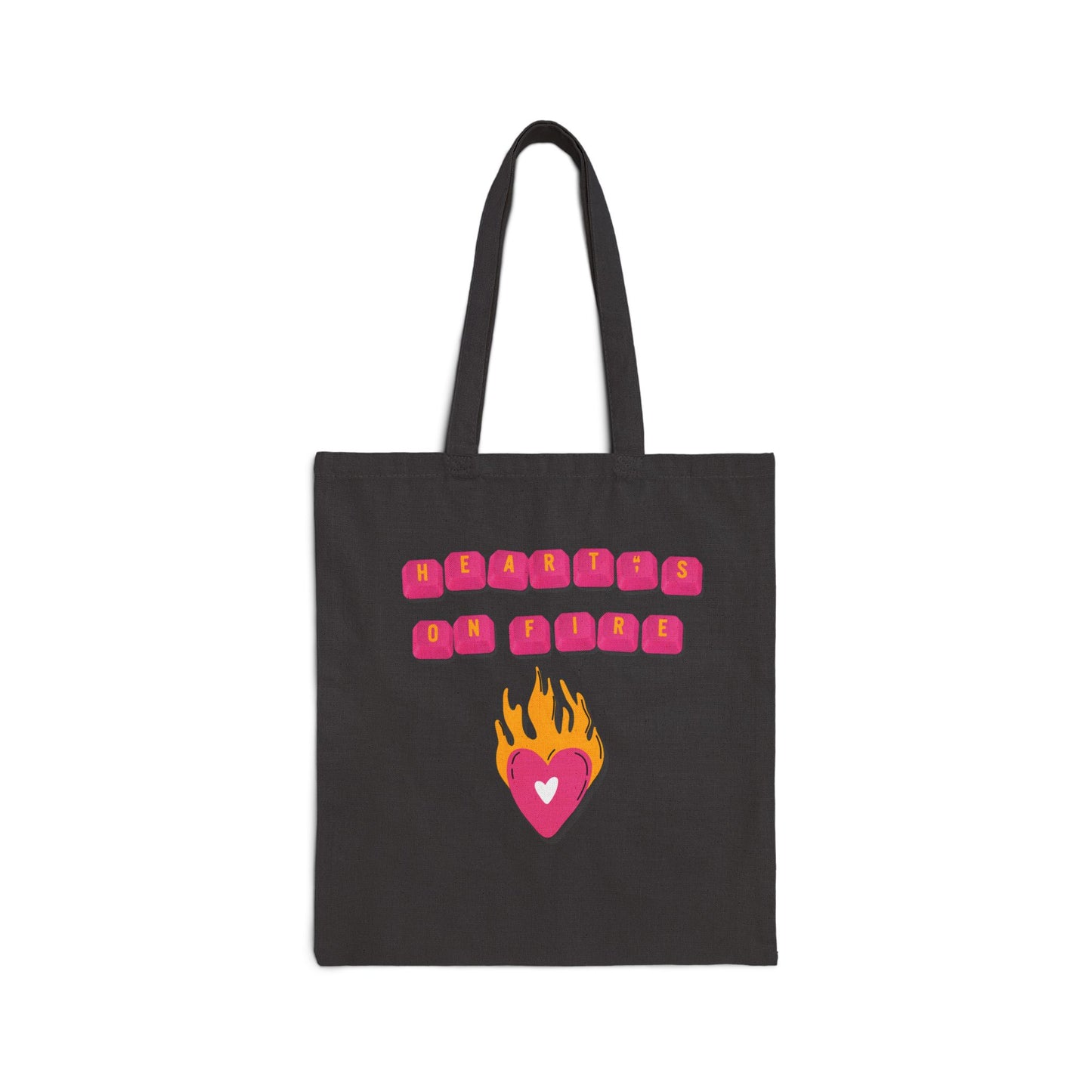 HEARTS ON FIRE Key Caps Flaming Heart Valentines Texas Flag Personalize Custom Name Cotton Canvas Tote Bag