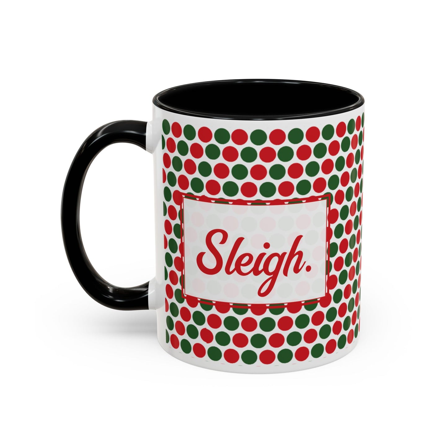 Sleigh- Christmas Polka Dot Party Personalizable Christmas Ceramic Mug (11oz, 15 oz)