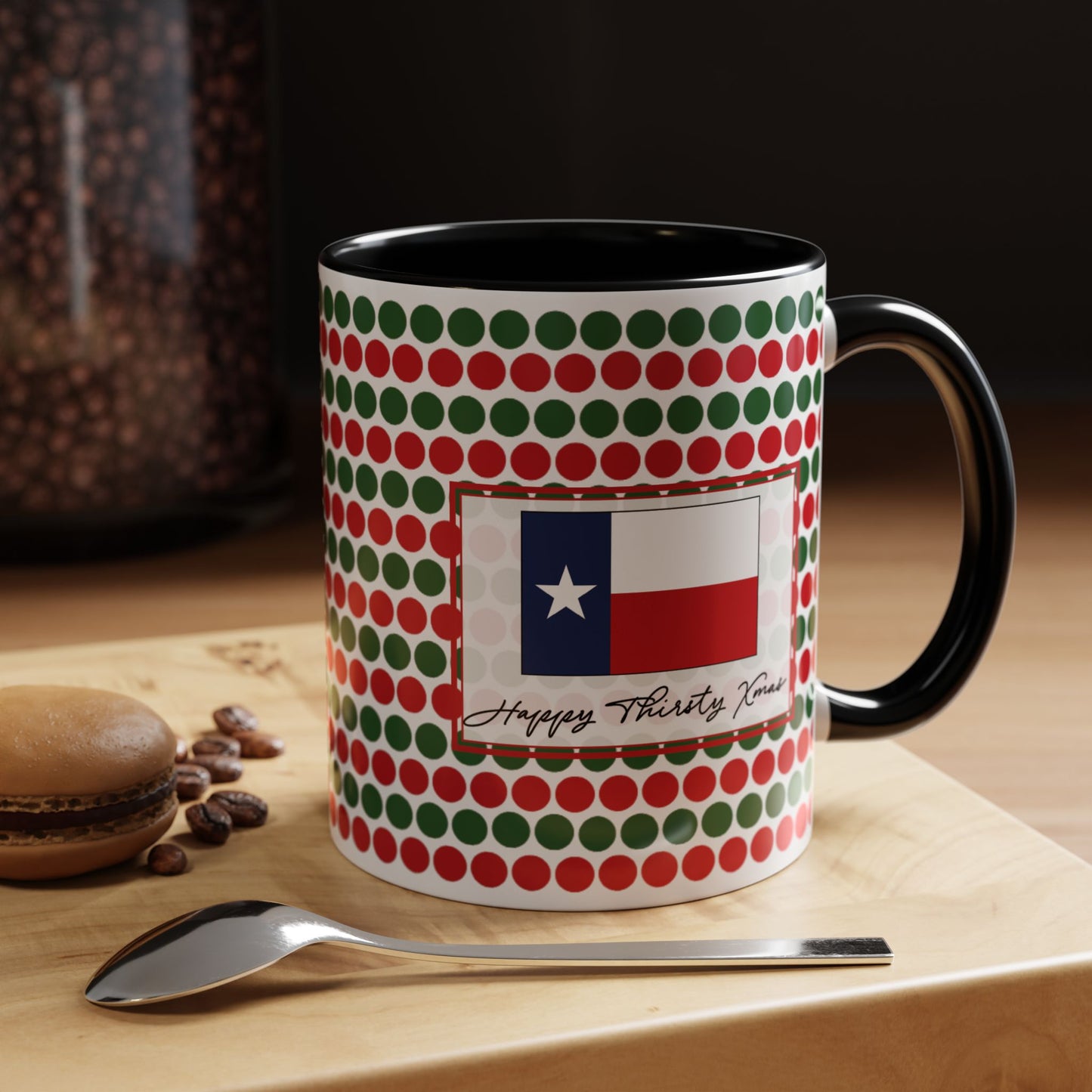 Blitz- Christmas Polka Dots Personalizable Christmas Ceramic Mug (11oz, 15 oz)