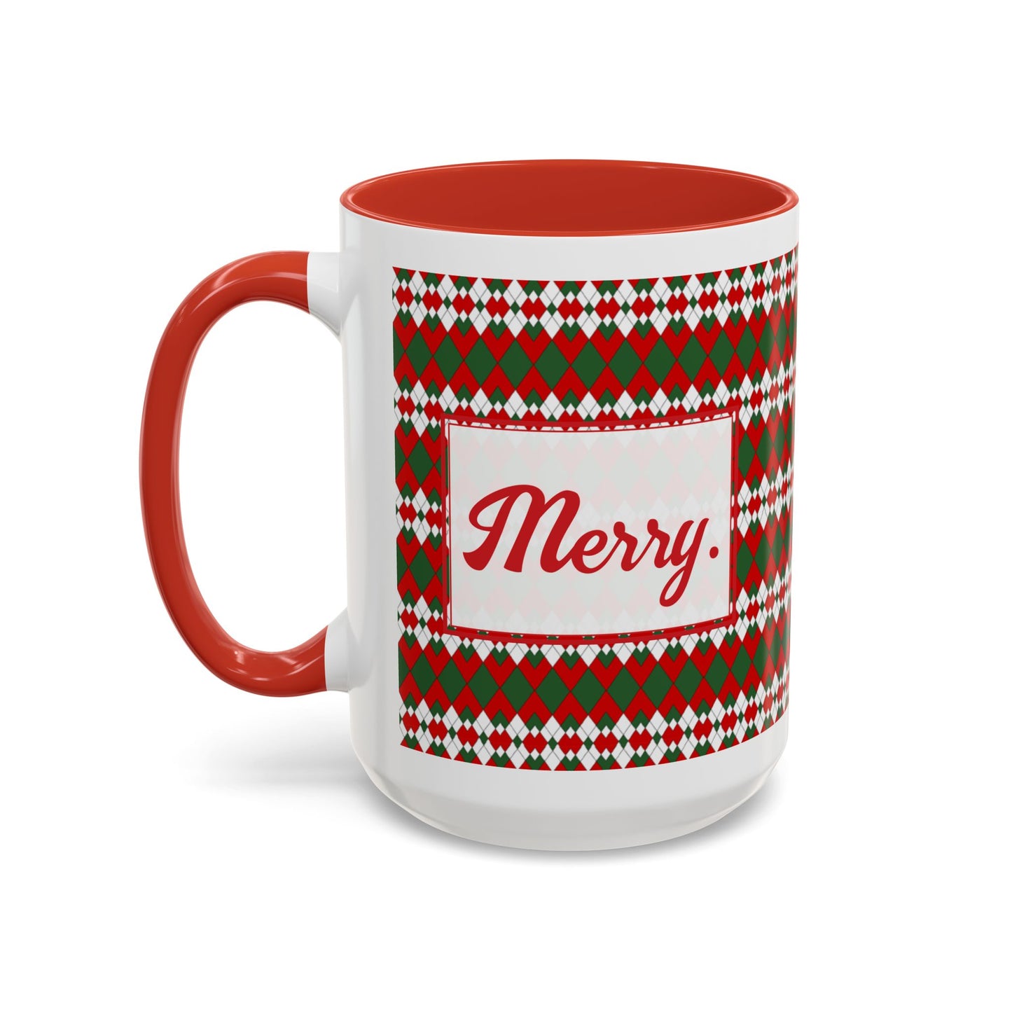 Merry- Christmas Extra Argyle Personalizable Christmas Ceramic Mug (11oz, 15 oz)