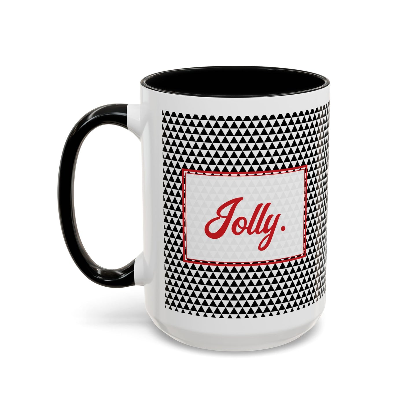 Jolly- Black Triangles Personalizable Christmas Ceramic Mug (11oz, 15 oz)