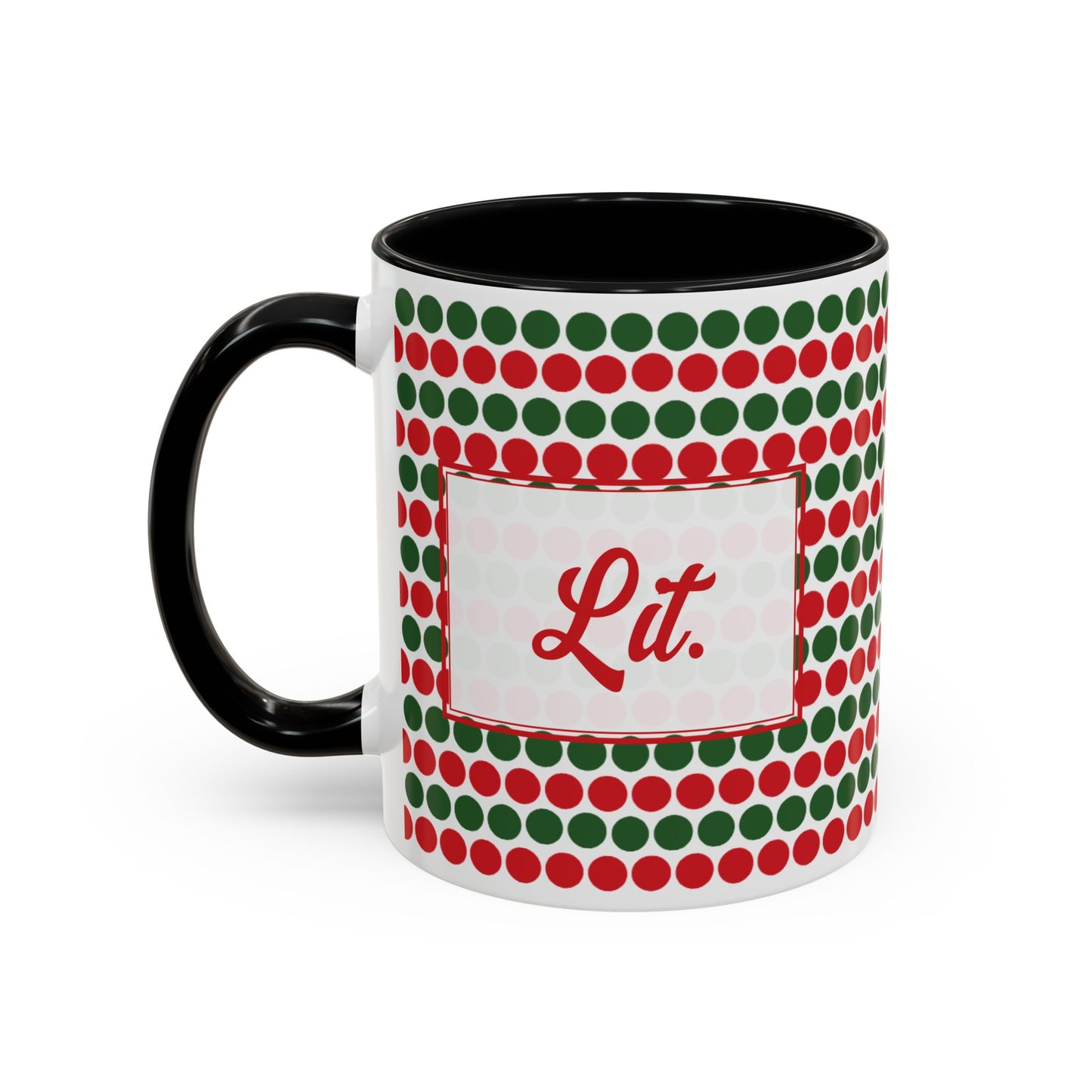 Lit- Christmas Polka Dots Personalizable Christmas Ceramic Mug (11oz, 15 oz)