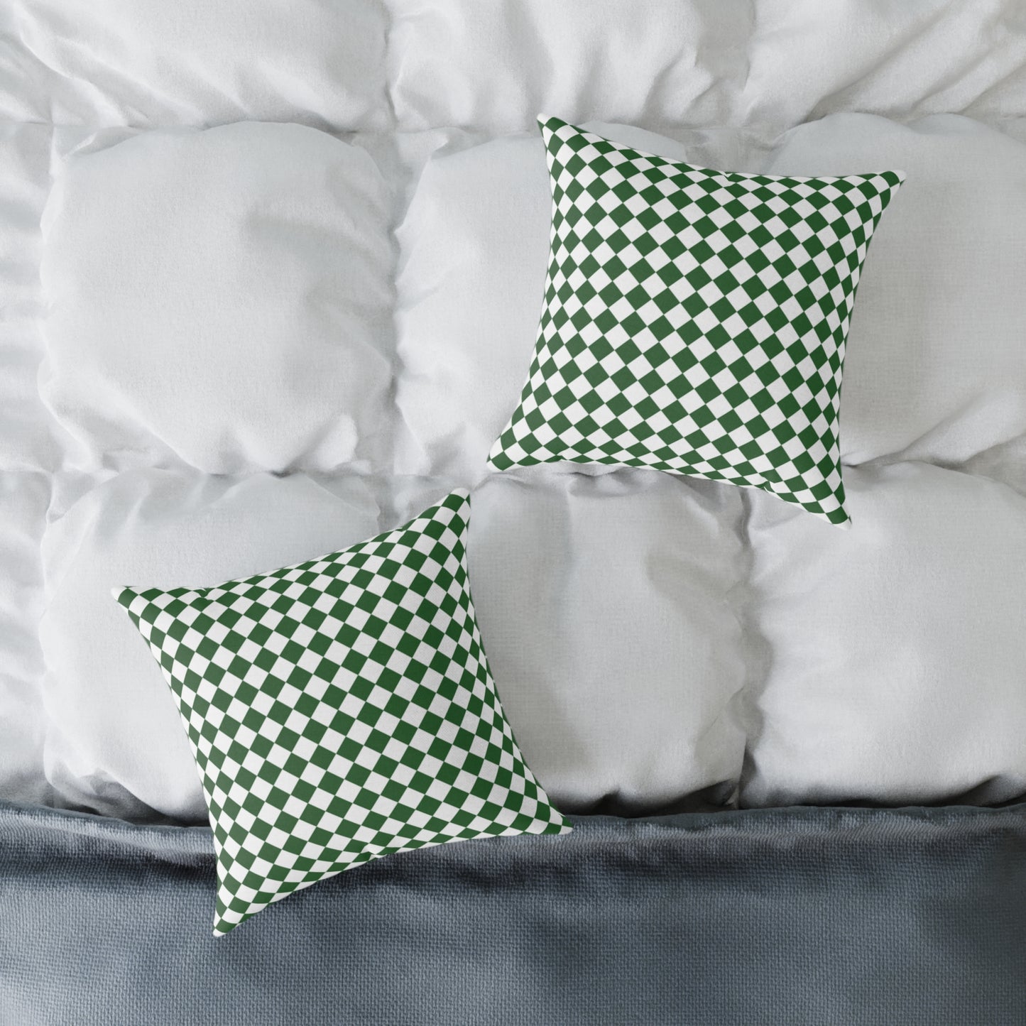 Green & White Argyle Christmas Decorative Pillow | Double Sided Poly Canvas Cushion, Vibrant Holiday Decor, 5 Sizes