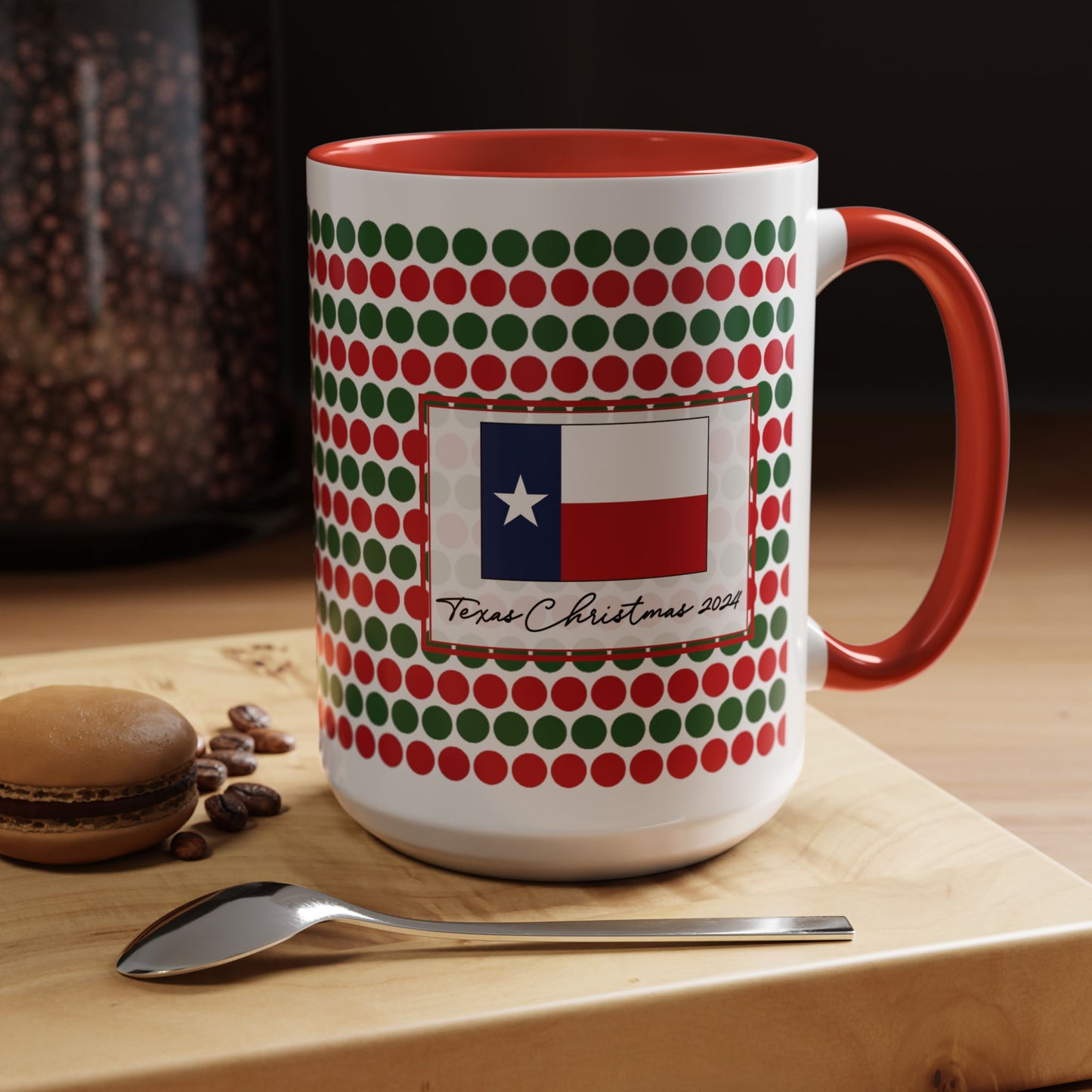 Jolly- Christmas Polka Dots Personalizable Christmas Ceramic Mug (11oz, 15 oz)