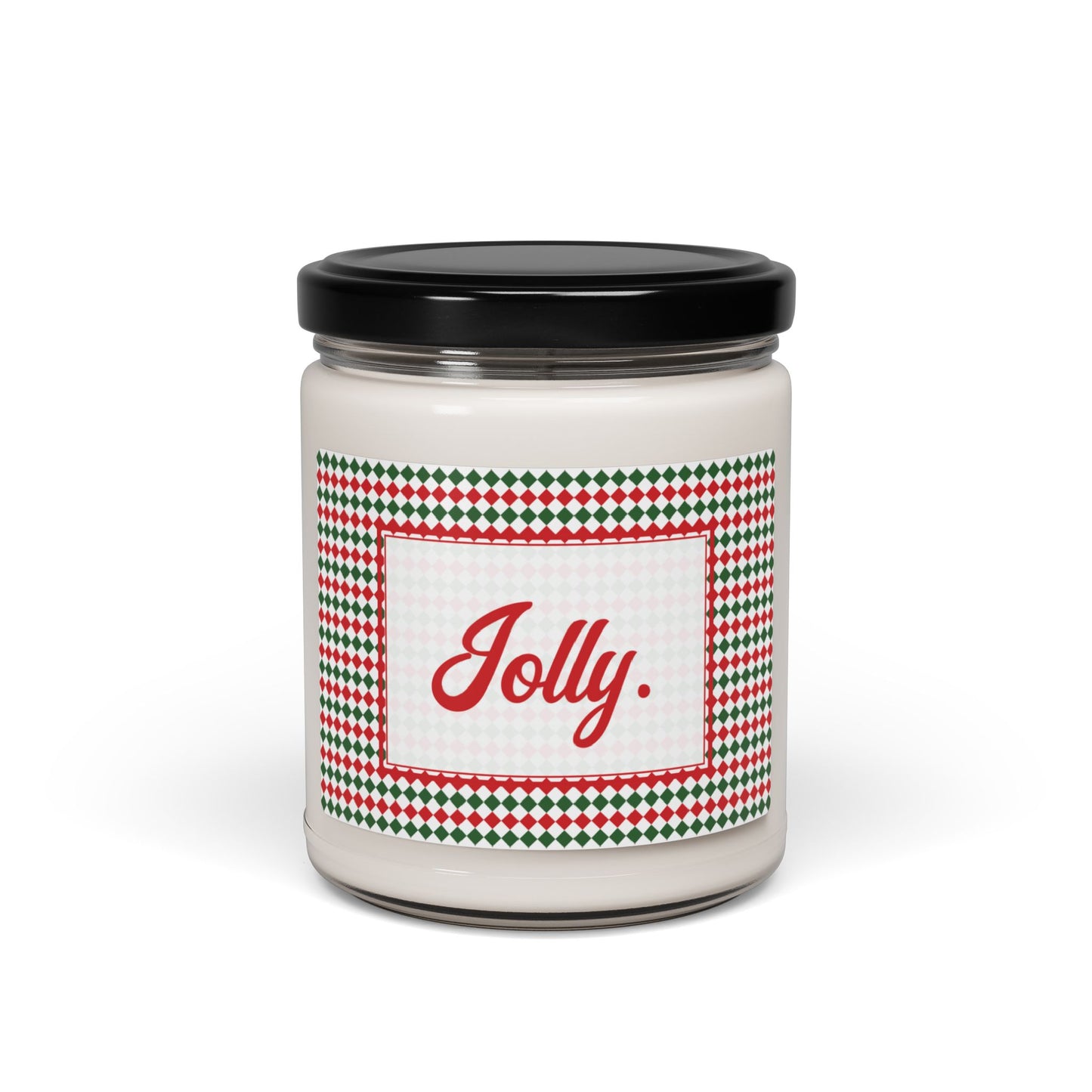 Jolly- Christmas Argyle Scented Soy Candle, 9oz