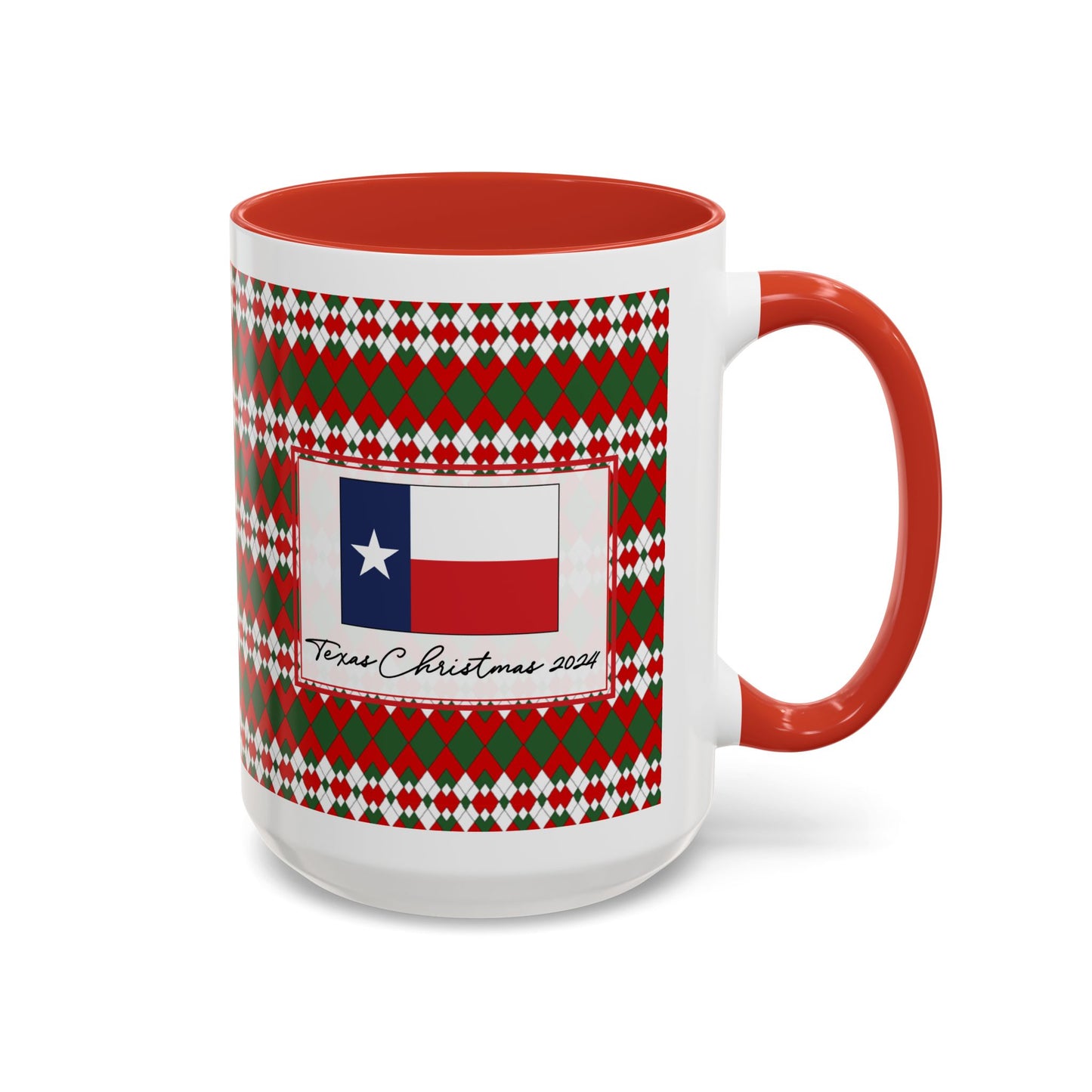 Jolly- Christmas Extra Argyle Personalizable Christmas Ceramic Mug (11oz, 15 oz)