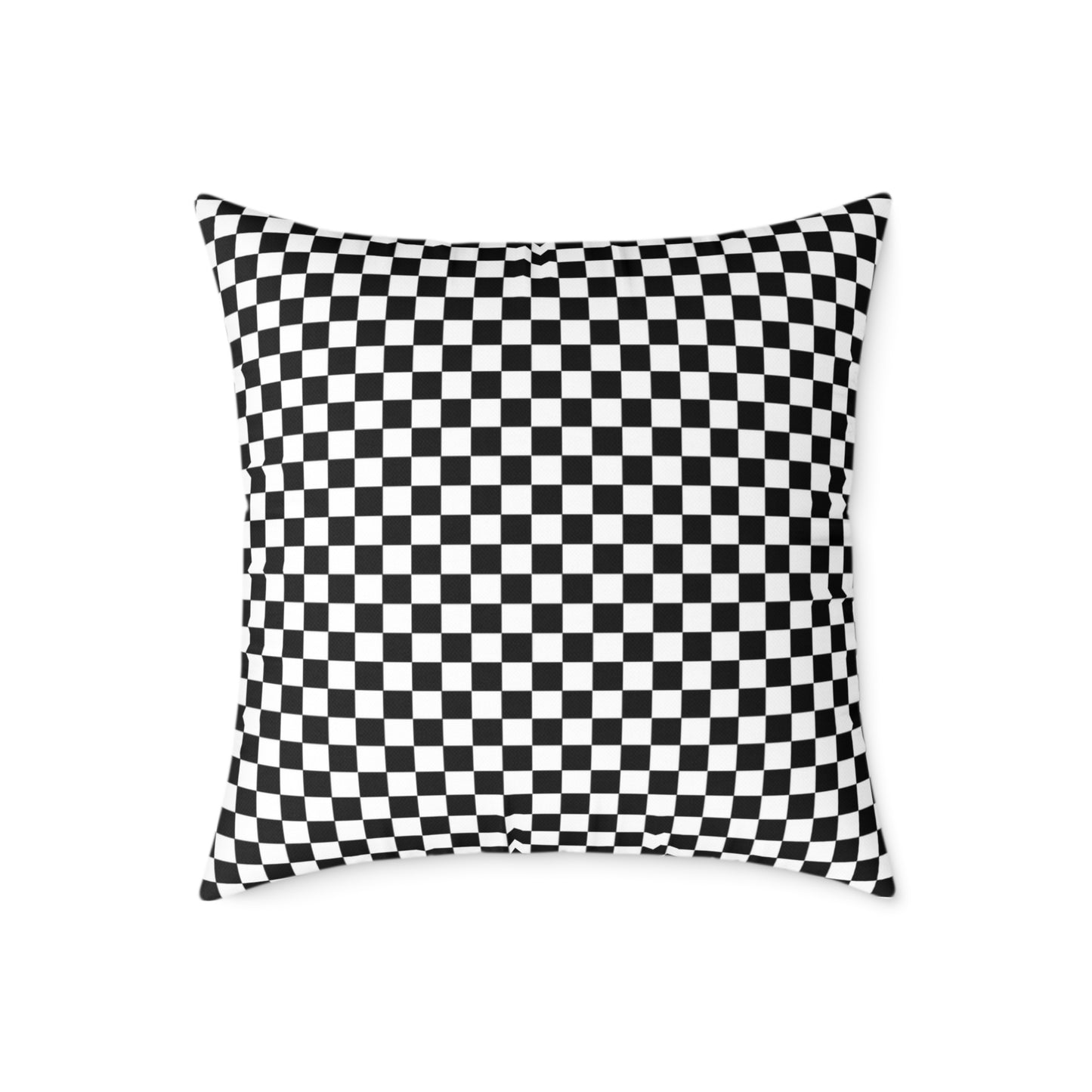 Black & White Check Christmas Decorative Pillow | Double‑Sided Poly Canvas Cushion, Vibrant Holiday Décor, 5 Sizes