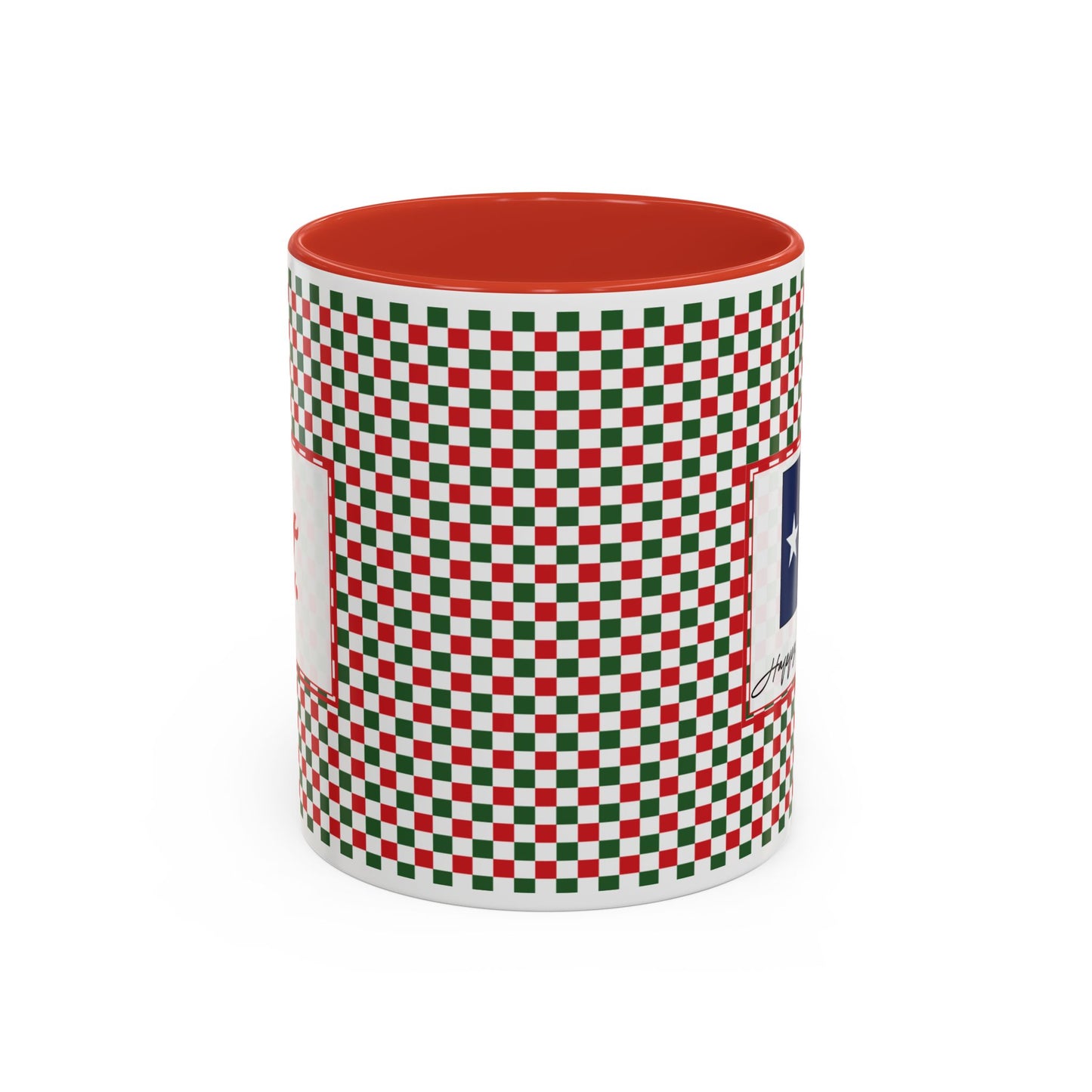 Lit- Christmas Checkered Personalizable Christmas Ceramic Mug (11oz, 15 oz)