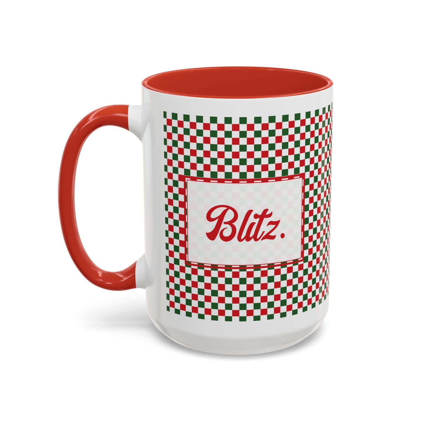 Blitz- Christmas Checkered Personalizable Christmas Ceramic Mug (11oz, 15 oz)