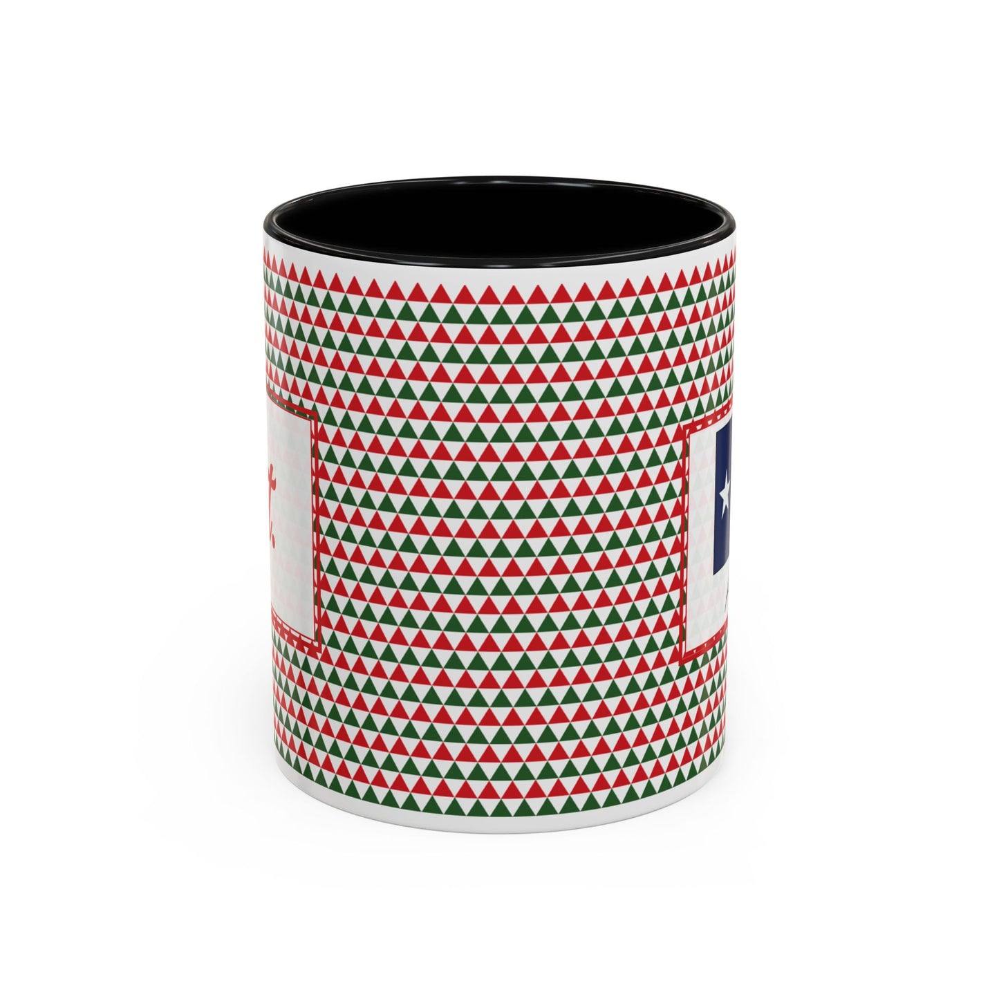 Lit- Red & Green Triangles Personalizable Christmas Ceramic Mug (11oz, 15 oz)