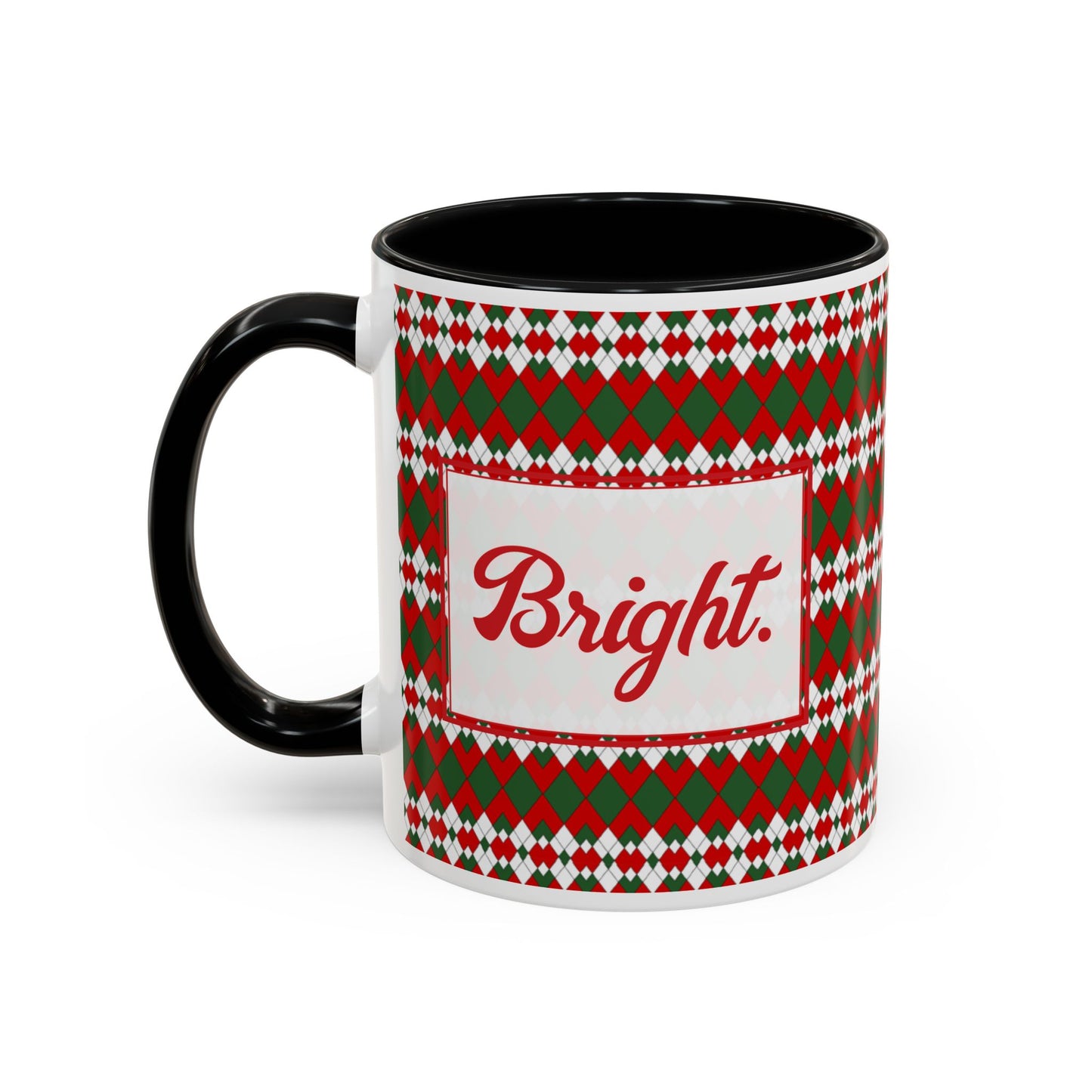 Bright- Christmas Extra Argyle Personalizable Christmas Ceramic Mug (11oz, 15 oz)