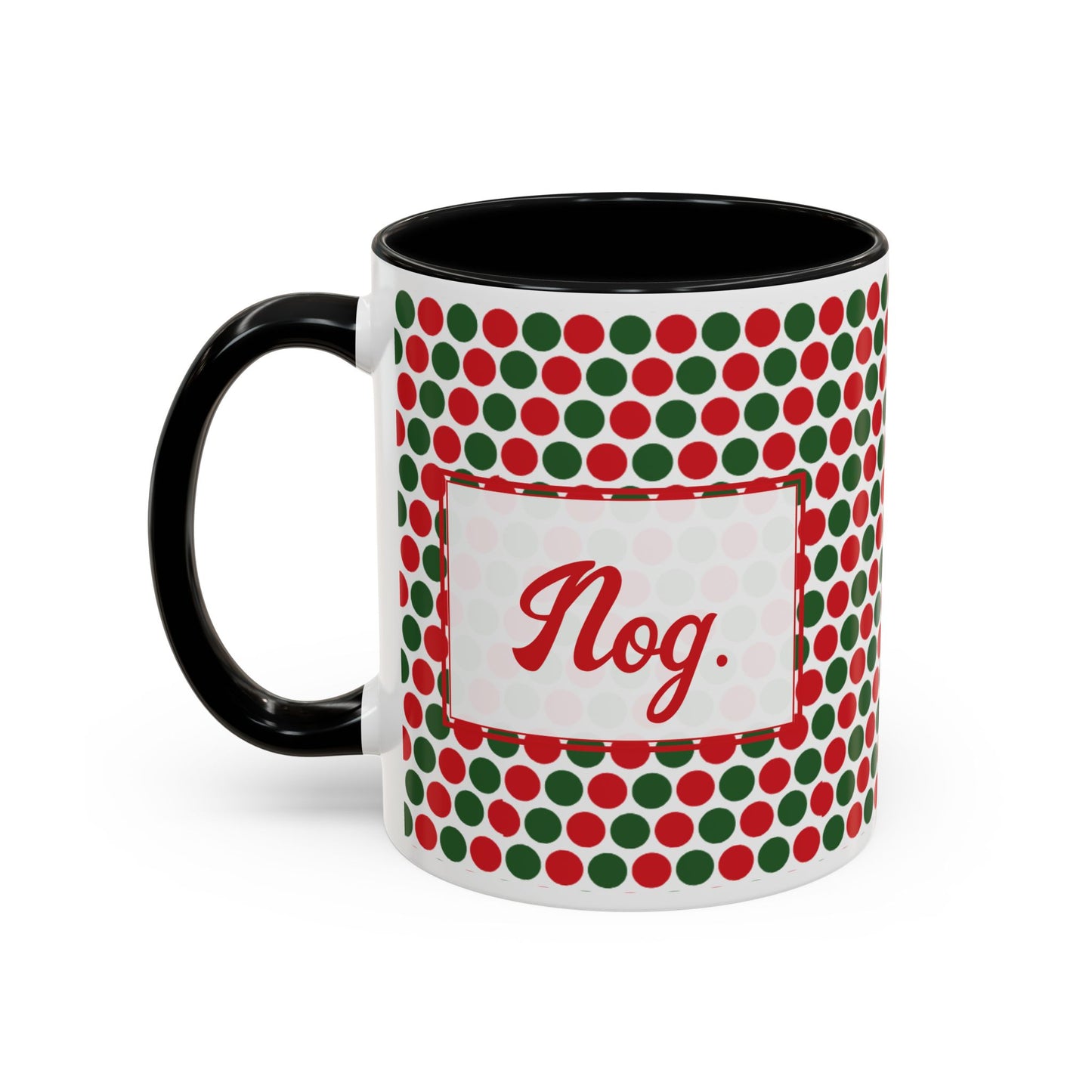 Nog- Christmas Polka Dot Party Personalizable Christmas Ceramic Mug (11oz, 15 oz)