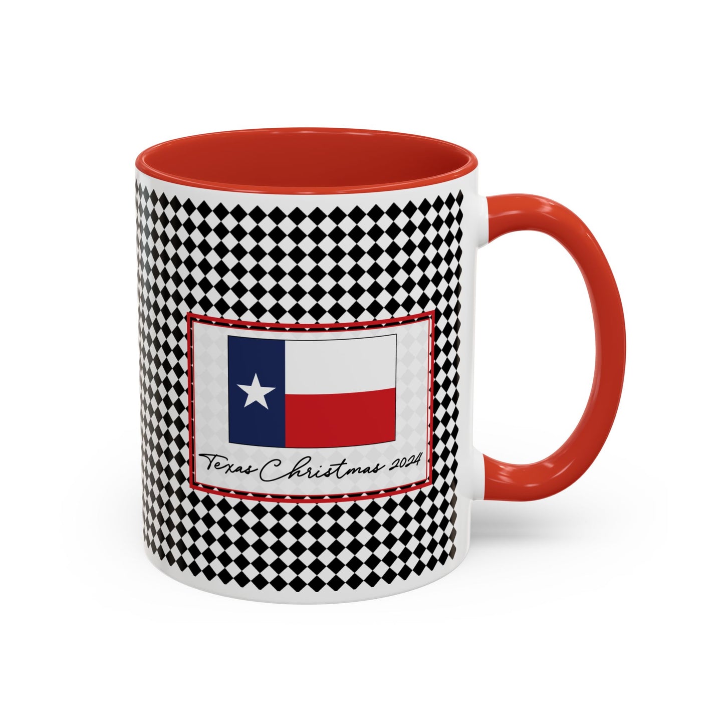 Merry- Black Argyle Personalizable Christmas Ceramic Mug (11oz, 15 oz)