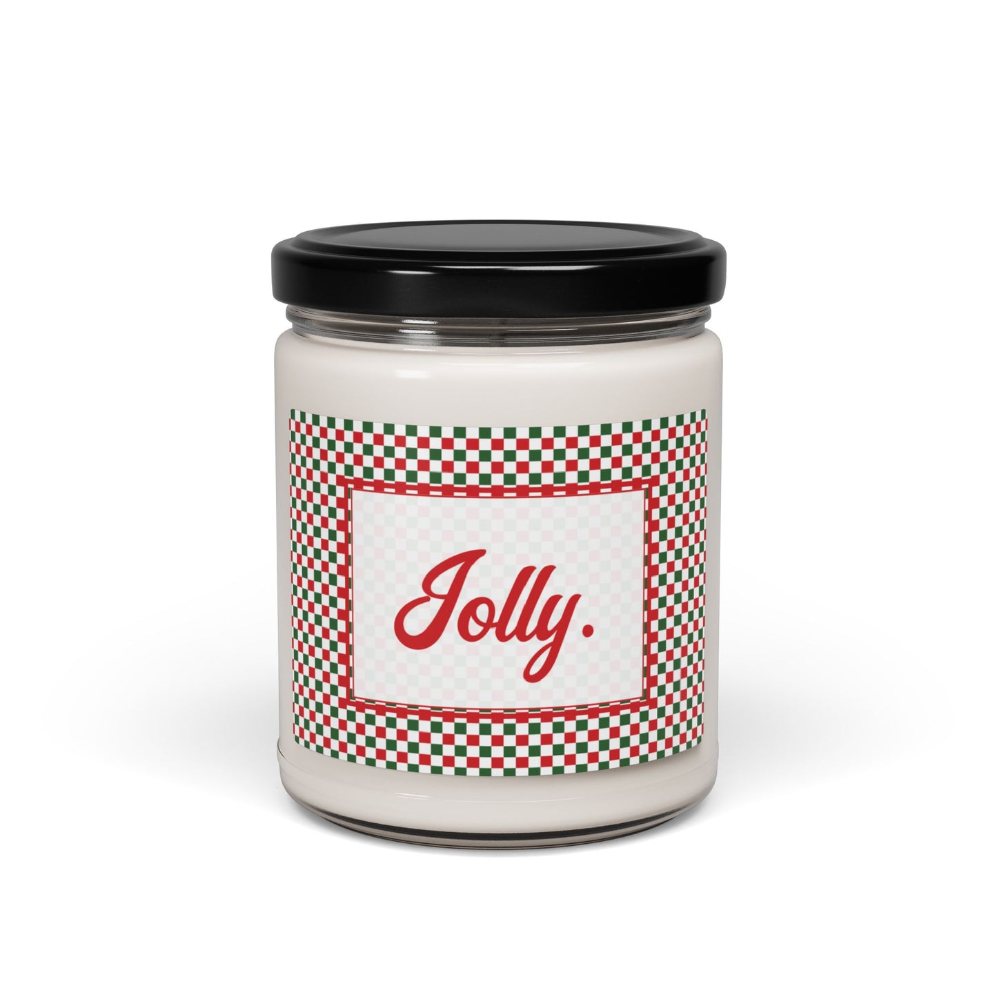 Jolly- Christmas Checkered Scented Soy Candle, 9oz