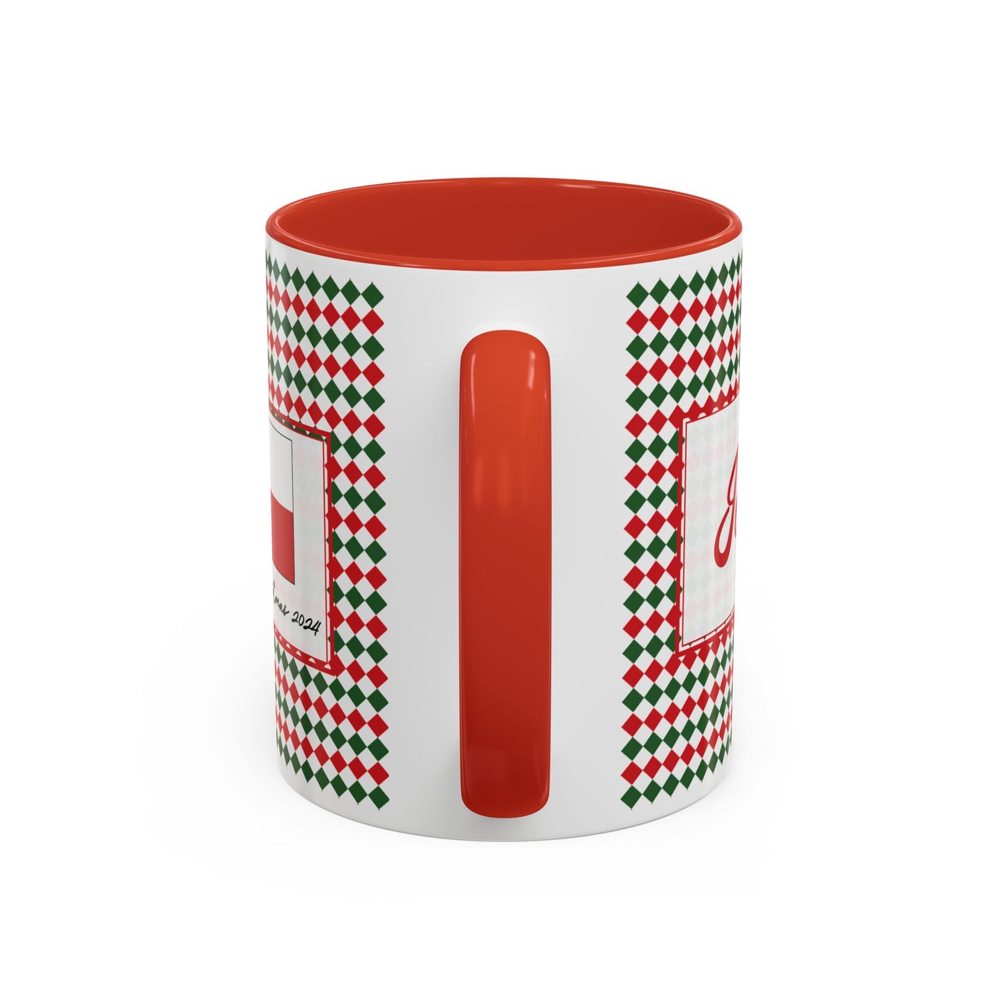 Jolly- Christmas Argyle Personalizable Christmas Ceramic Mug (11oz, 15 oz)