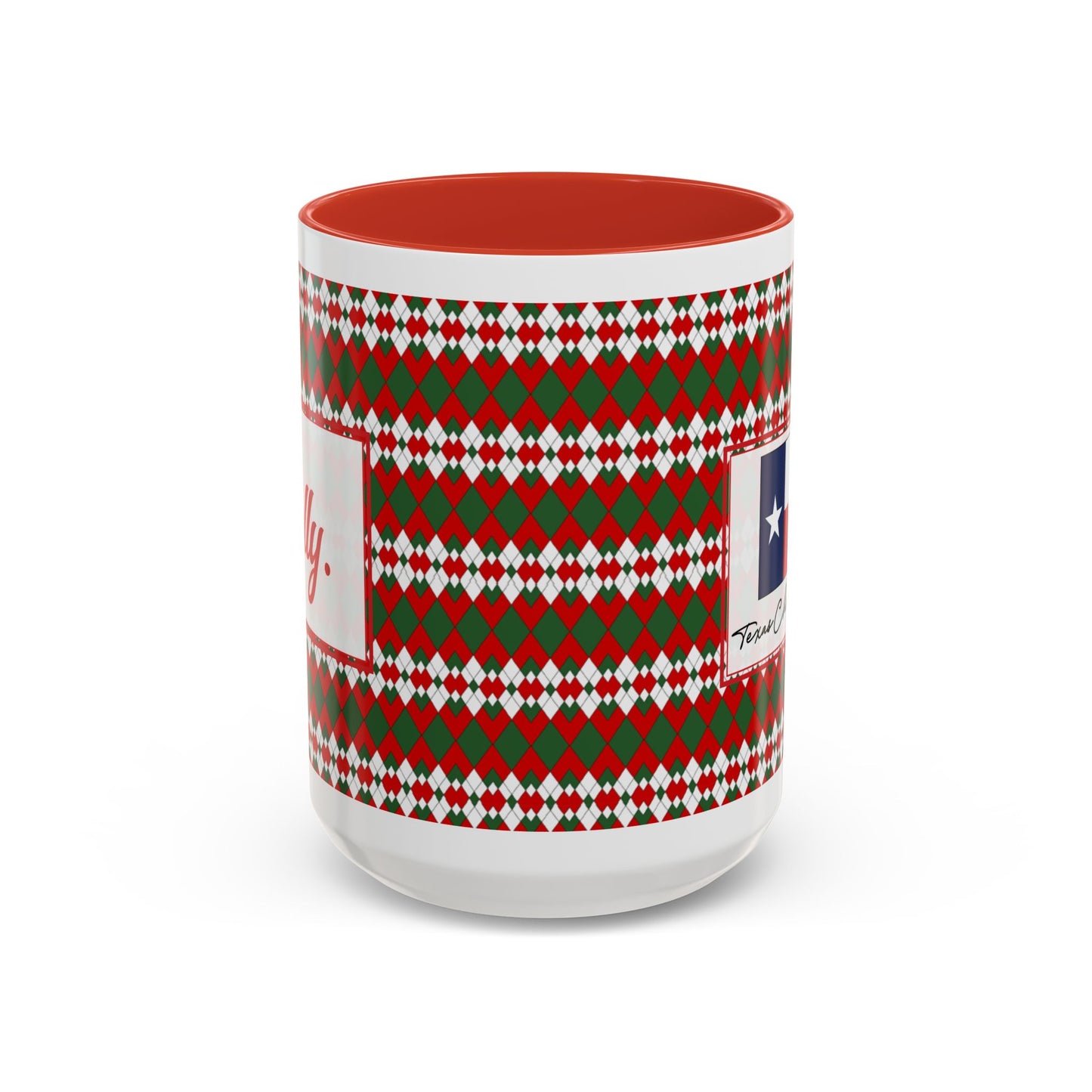 Jolly- Christmas Extra Argyle Personalizable Christmas Ceramic Mug (11oz, 15 oz)