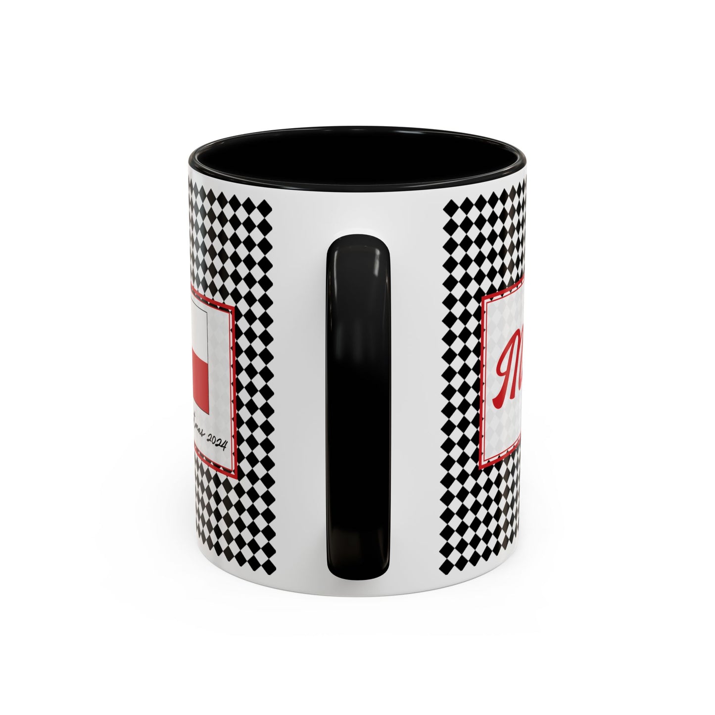 Merry- Black Argyle Personalizable Christmas Ceramic Mug (11oz, 15 oz)