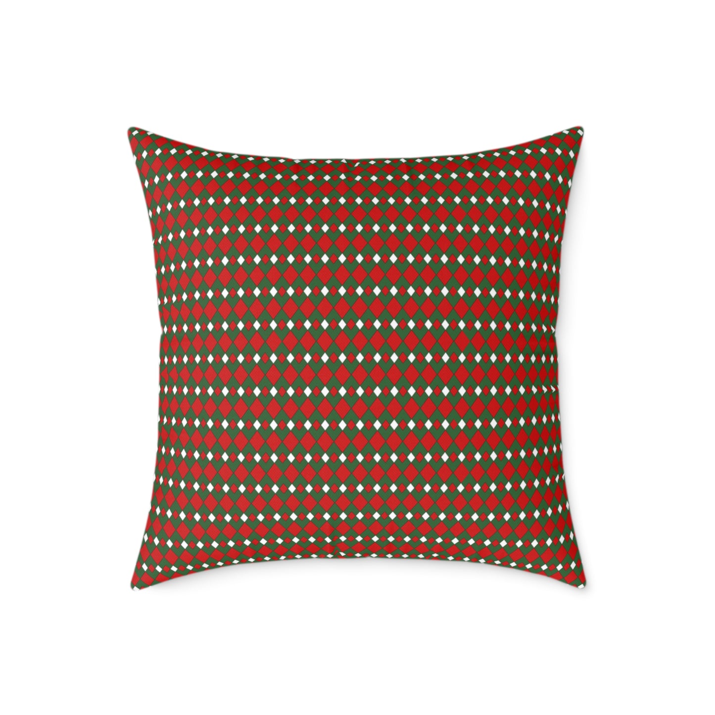 Fancy Argyle Christmas Decorative Pillow | Double‑Sided Poly Canvas Cushion, Vibrant Holiday Décor, 5 Sizes