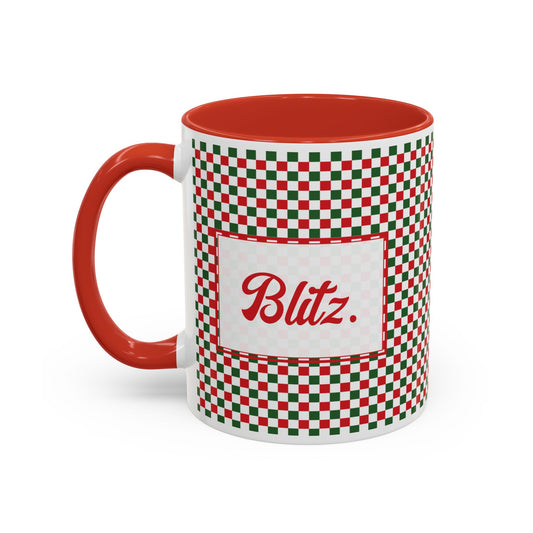 Blitz- Christmas Checkered Personalizable Christmas Ceramic Mug (11oz, 15 oz)