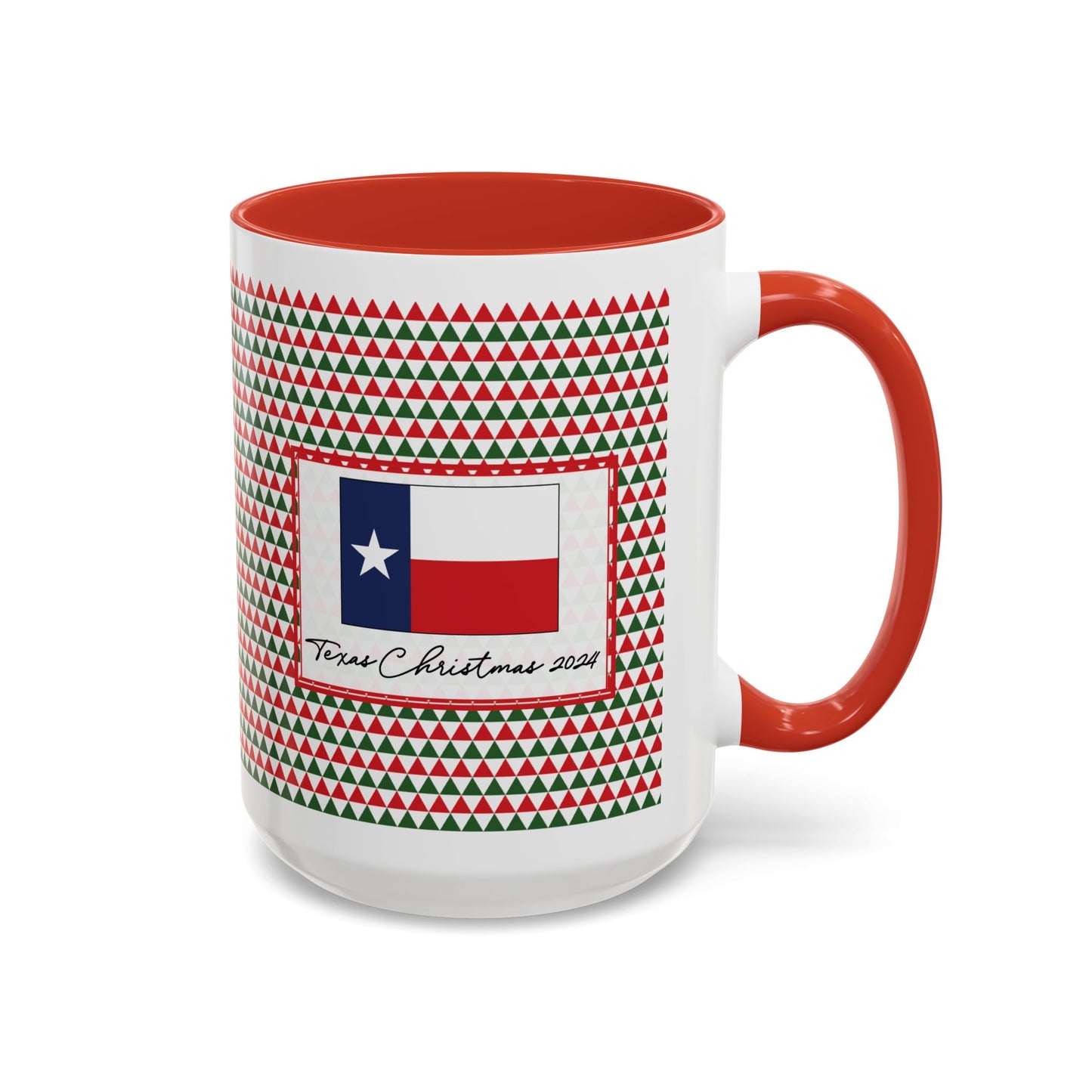 Jolly- Red & Green Triangles Personalizable Christmas Ceramic Mug (11oz, 15 oz)