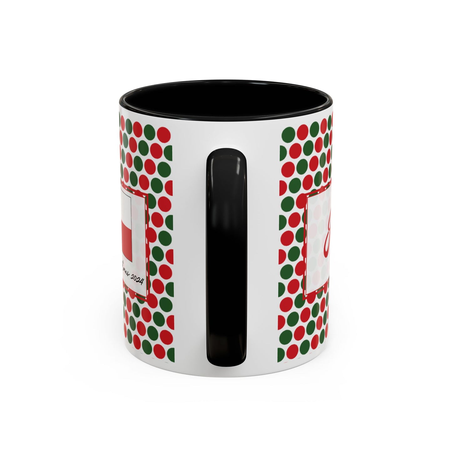 Joy- Christmas Polka Dot Party Personalizable Christmas Ceramic Mug (11oz, 15 oz)