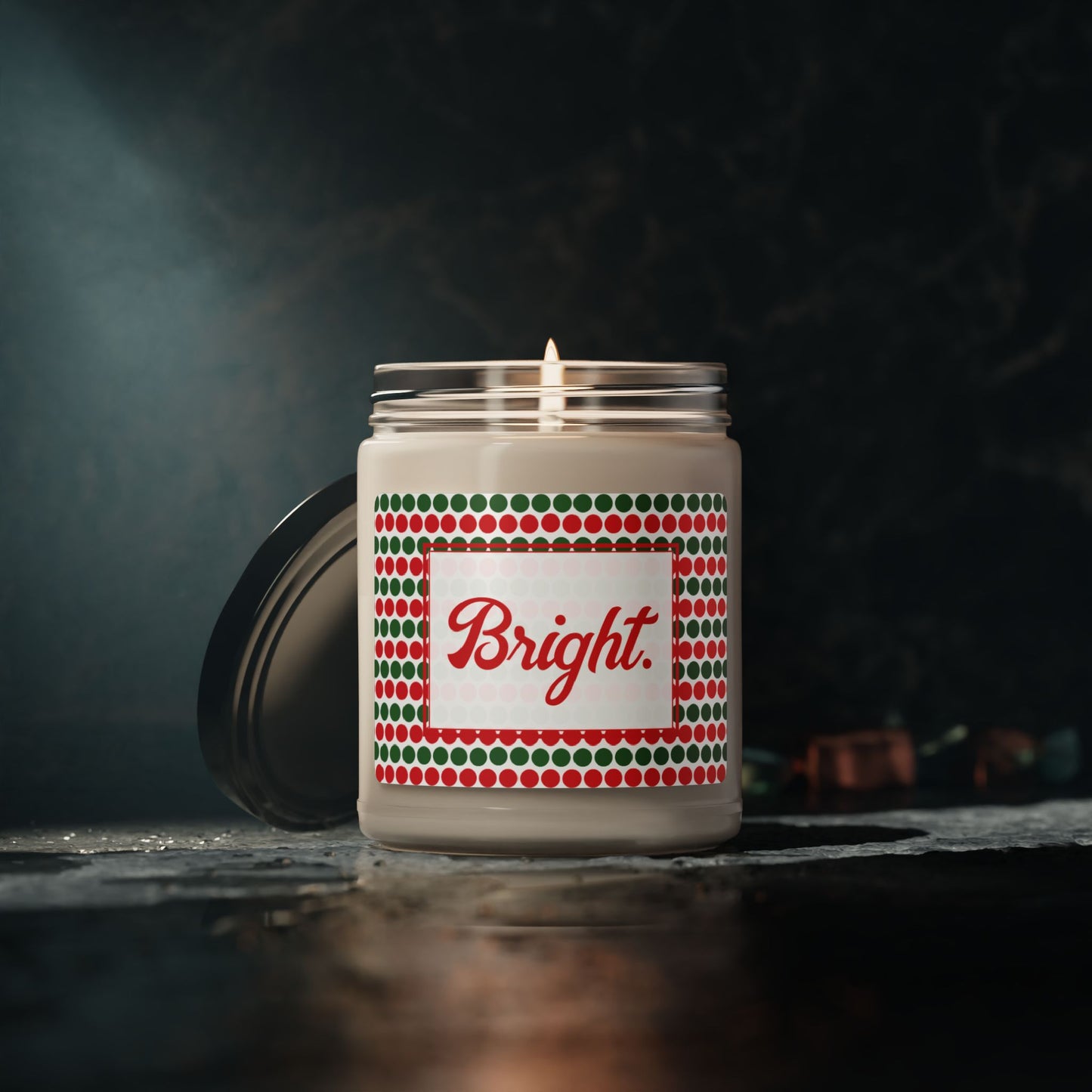 Bright- Christmas Polka Dots Scented Soy Candle, 9oz