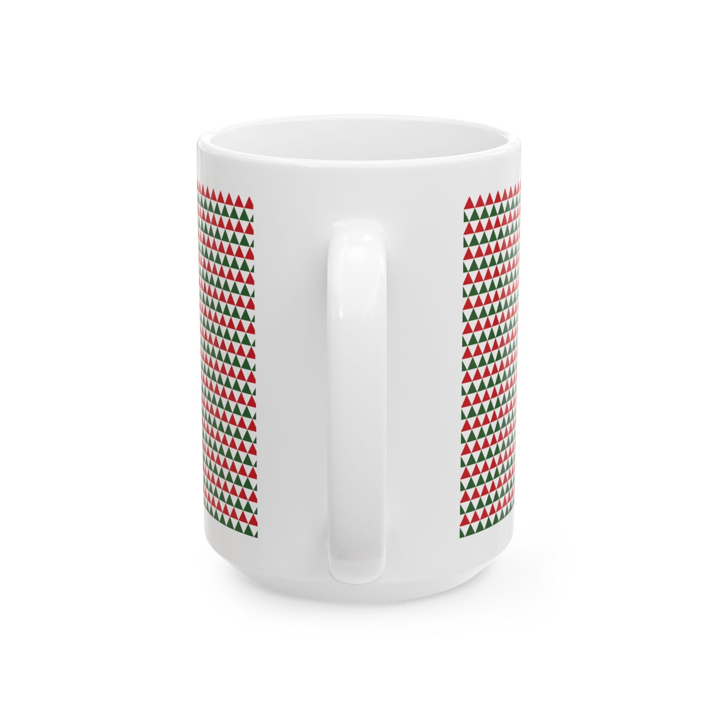 Christmas Red & Green Triangles Ceramic Mug, (11oz, 15oz)