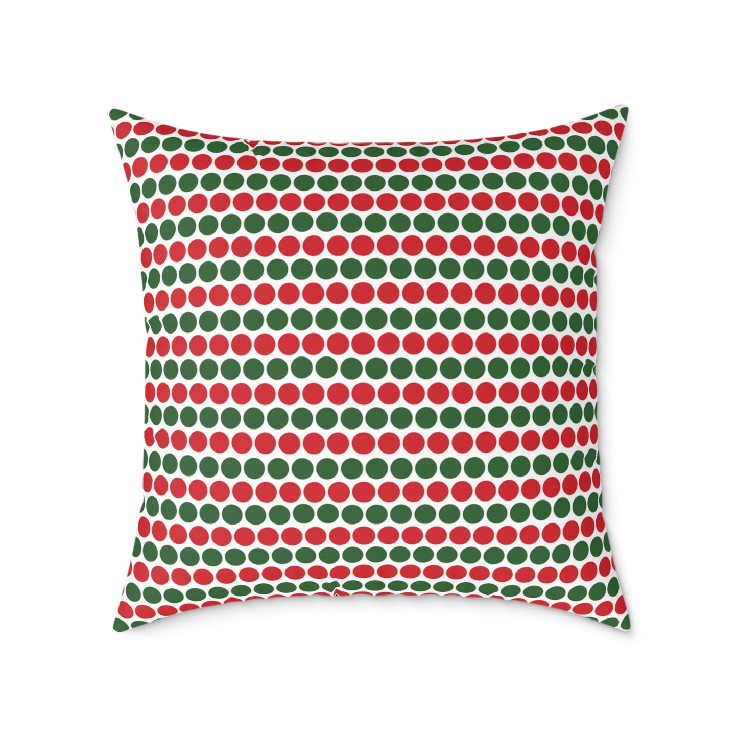 Red & Green Polka Dot Striped Christmas Decorative Pillow | Double‑Sided Poly Canvas Cushion, 5 Sizes, Vibrant Holiday Décor