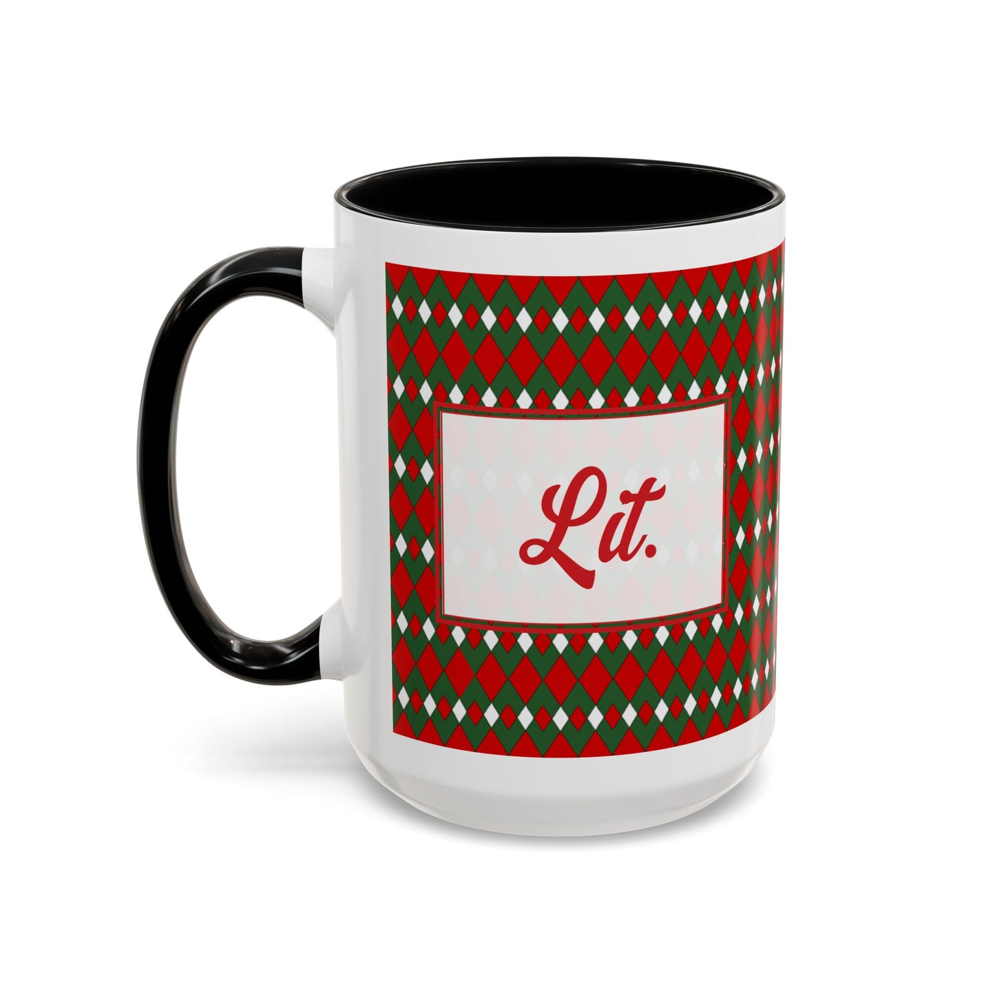 Lit- Christmas Fancy Argyle Personalizable Christmas Ceramic Mug (11oz, 15 oz)