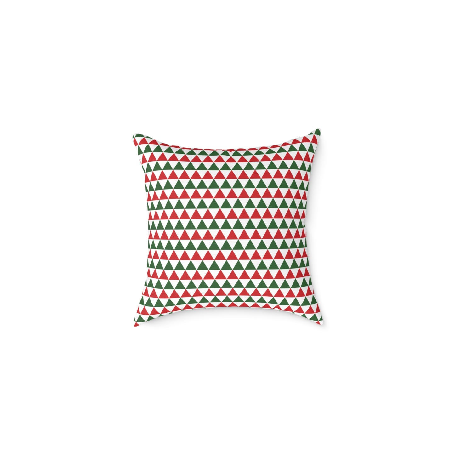 Red & Green Triangle Striped Christmas Decorative Pillow | Double‑Sided Poly Canvas Cushion, 5 Sizes, Vibrant Holiday Décor