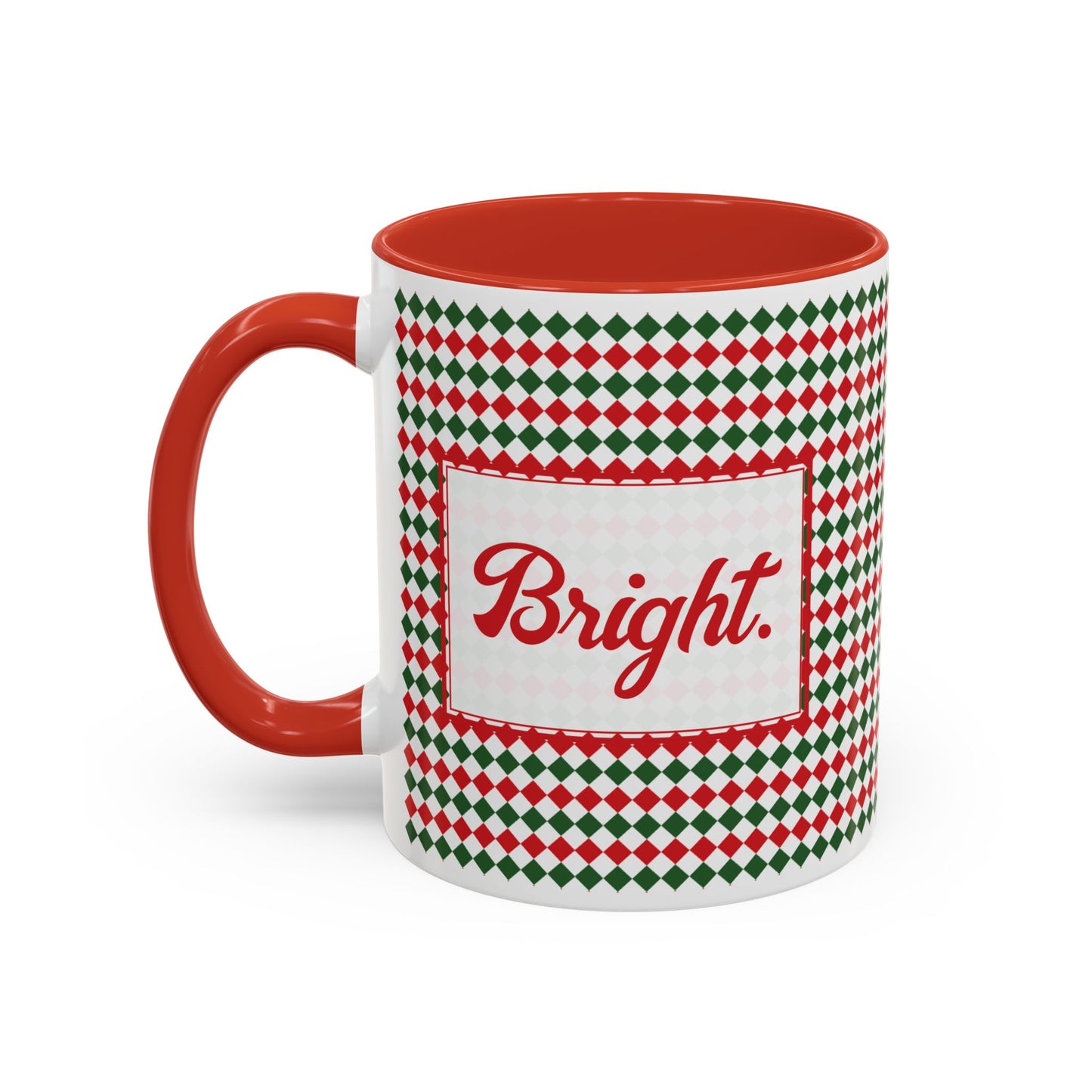 Bright- Christmas Argyle Personalizable Christmas Ceramic Mug (11oz, 15 oz)