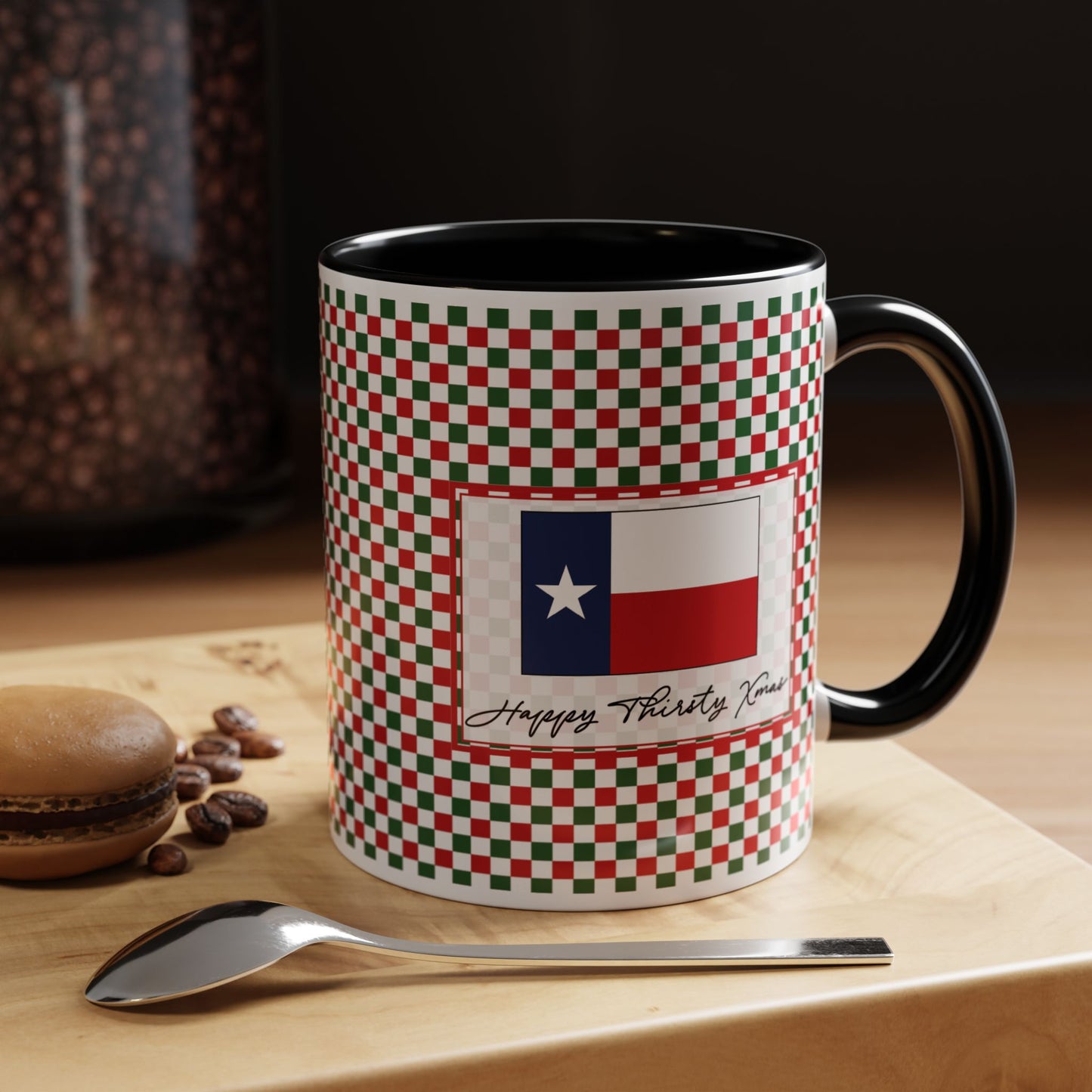 Blitz- Christmas Checkered Personalizable Christmas Ceramic Mug (11oz, 15 oz)