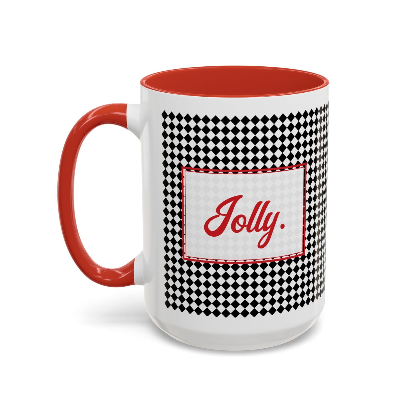 Jolly- Black Argyle Personalizable Christmas Ceramic Mug (11oz, 15 oz)