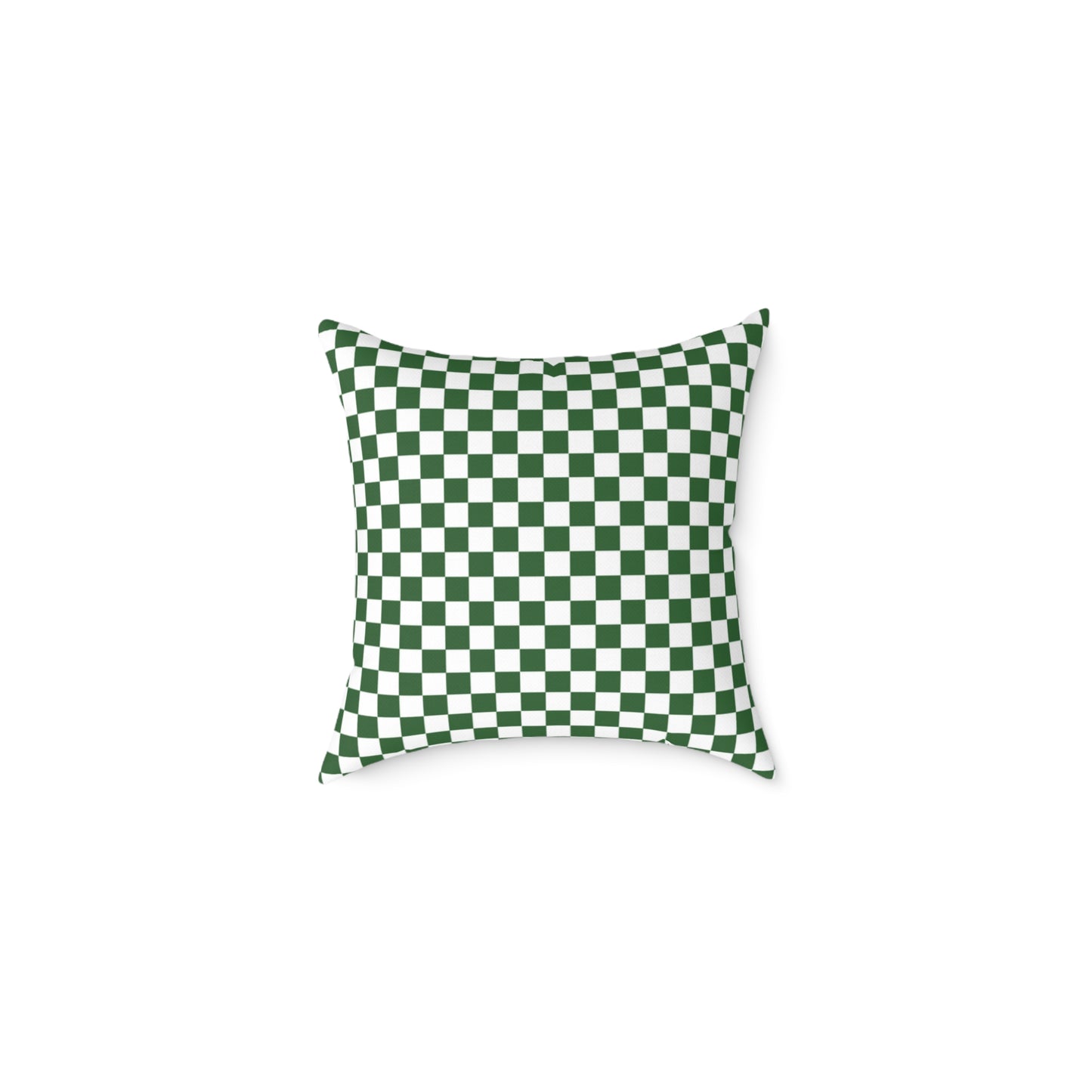 Green & White Check Christmas Decorative Pillow | Double‑Sided Poly Canvas Cushion, Vibrant Holiday Décor, 5 Sizes
