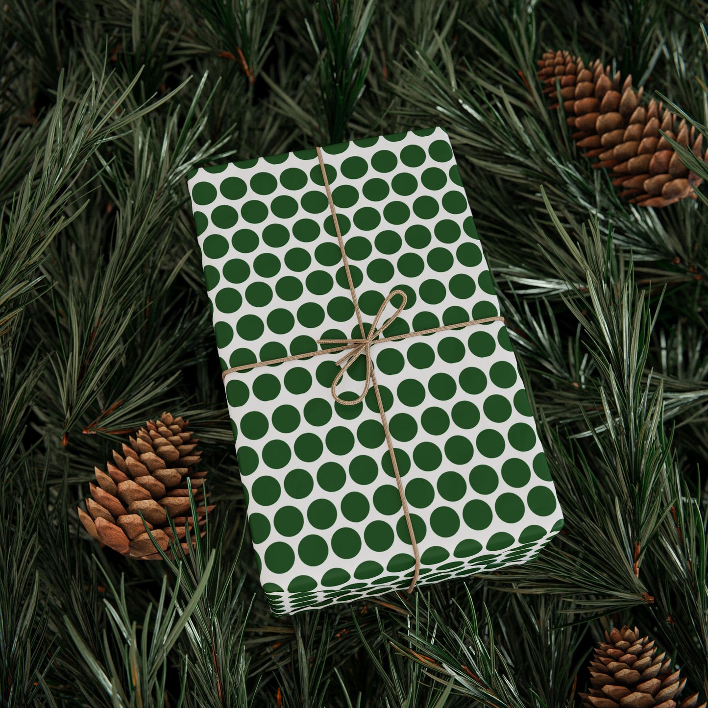 Green Polka Dot Wrapping Paper | Luxury Matte or Glossy Gift Wrap, 90gsm Fine Art Paper, 3 Sizes