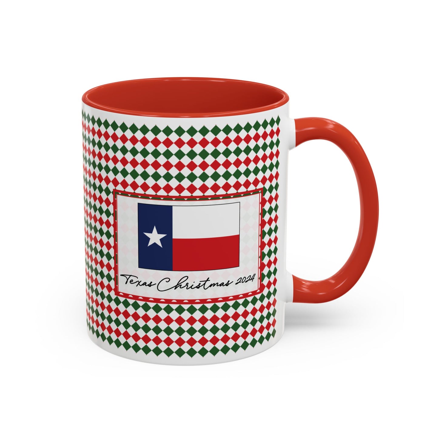 Jolly- Christmas Argyle Personalizable Christmas Ceramic Mug (11oz, 15 oz)