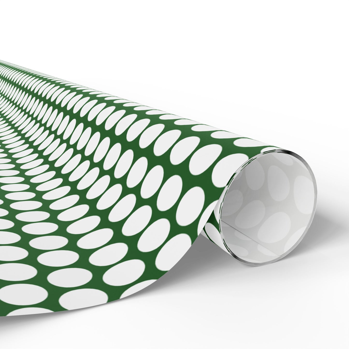 White Polka Dot on Green Wrapping Paper | Luxury Matte or Glossy Gift Wrap, 90gsm Fine Art Paper, 3 Sizes
